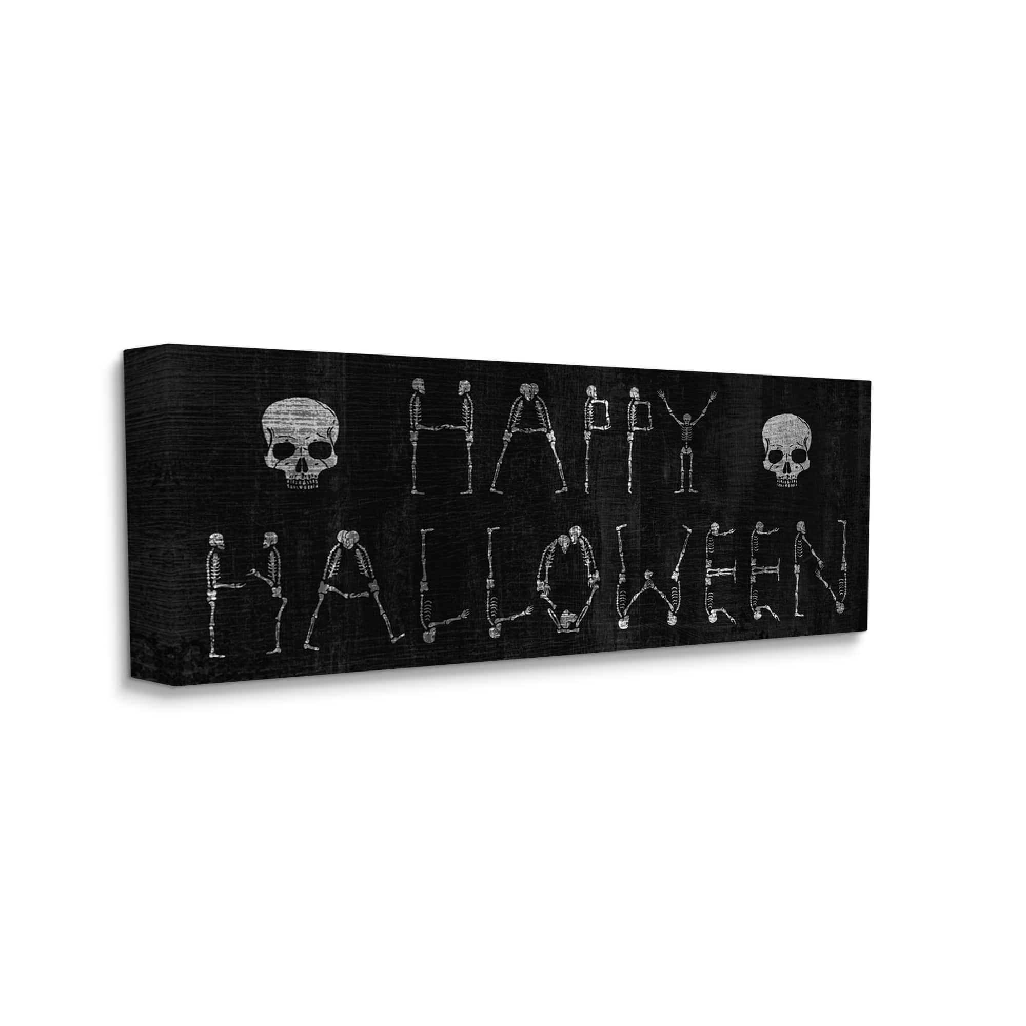 Stupell Industries Happy Halloween Skeleton Letters Canvas Wall Art