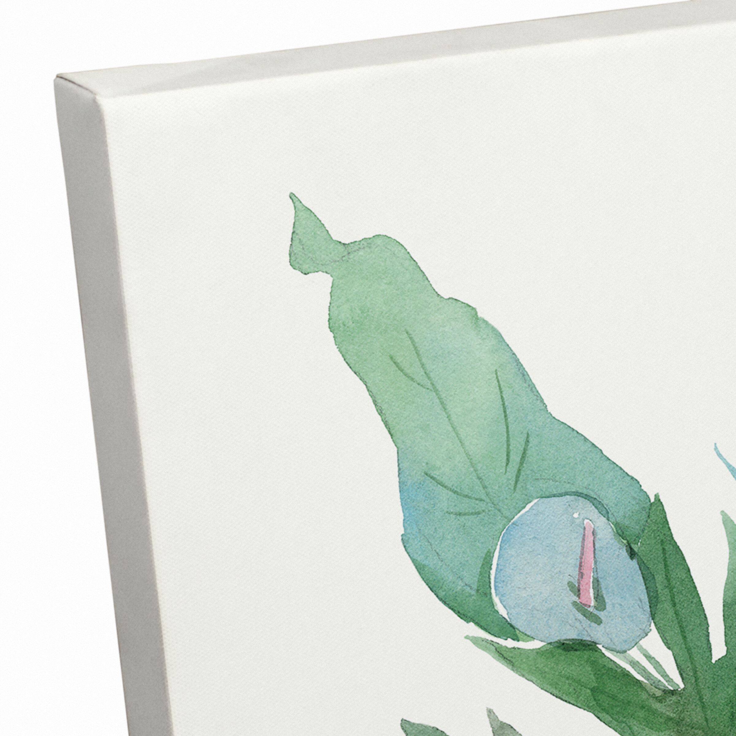 Brown Vase Tropical Leaves 12" x 18" Canvas Wall Art