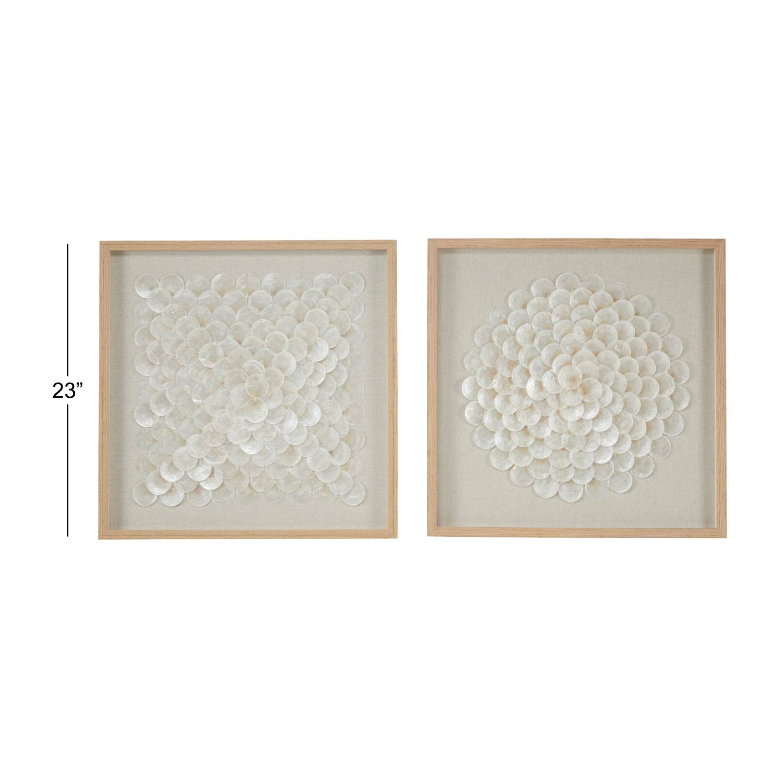 Set of 2 Brown Plastic Coastal Shadow Box, 20" x 20"