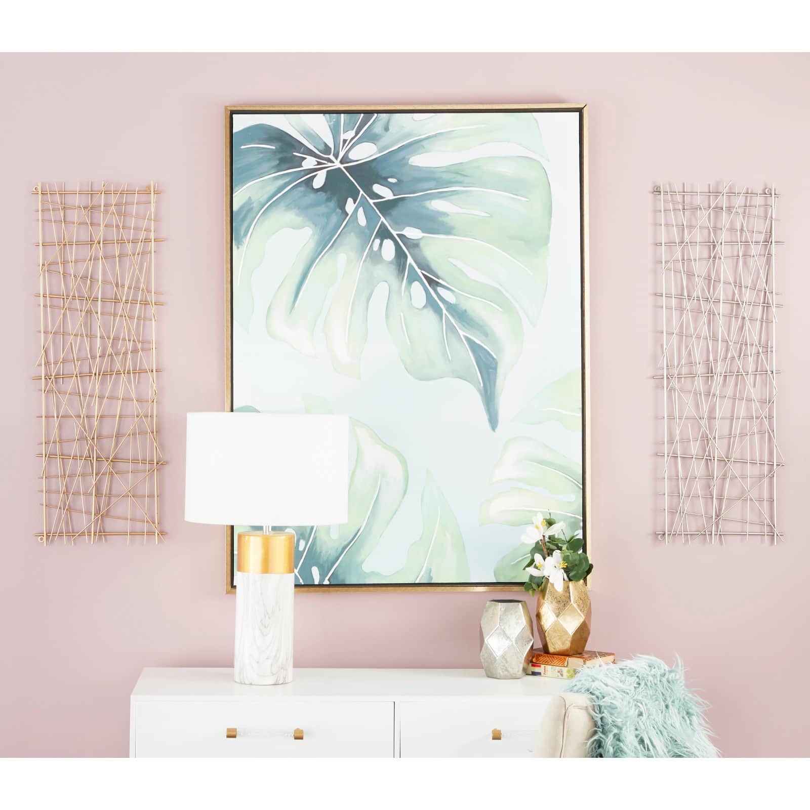 CosmoLiving by Cosmopolitan Gold &#x26; Silver Metal Modern Abstract Wall Decor Set
