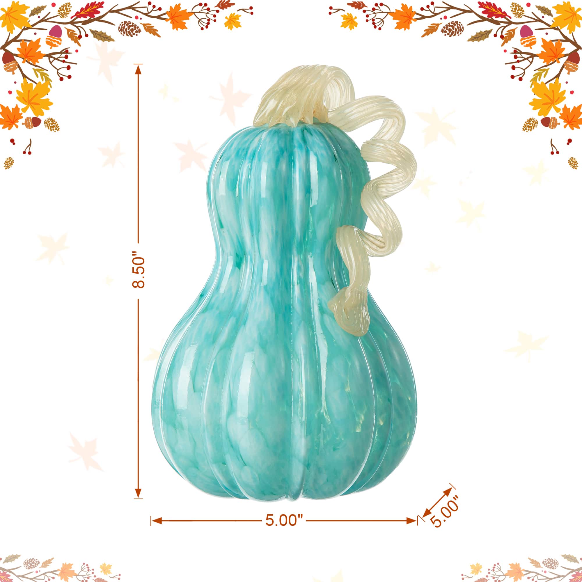 Glitzhome&#xAE; 8.5&#x22; Fall Turquoise Glass Gourd