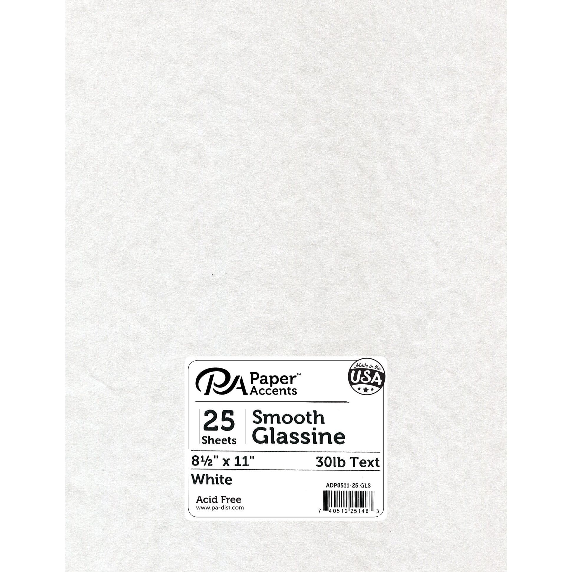 PA Paper™ Accents White 8.5" x 11" 30lb. Smooth Glassine, 25 Sheets