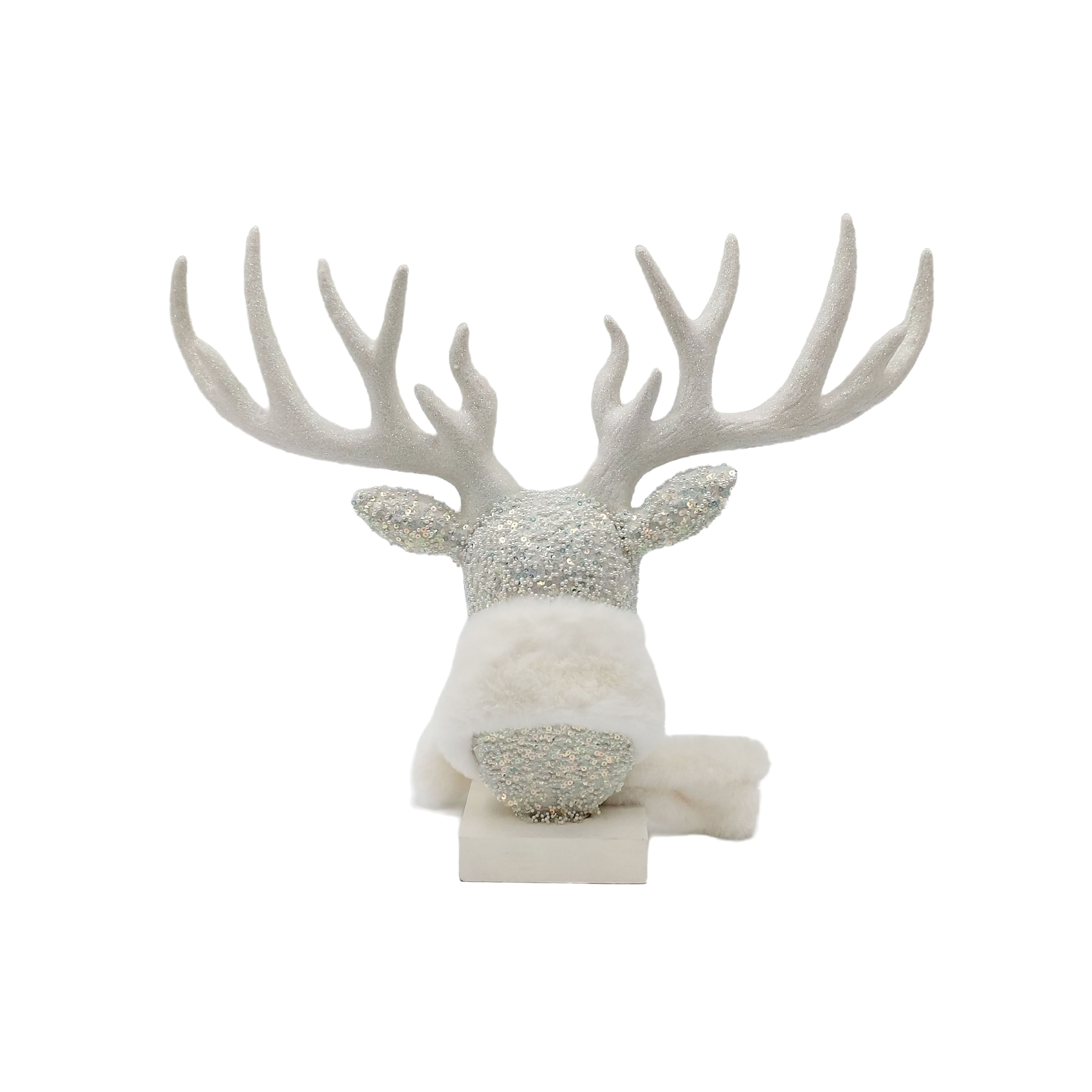 14&#x22; White Reindeer Head with Scarf Tabletop D&#xE9;cor by Ashland&#xAE;