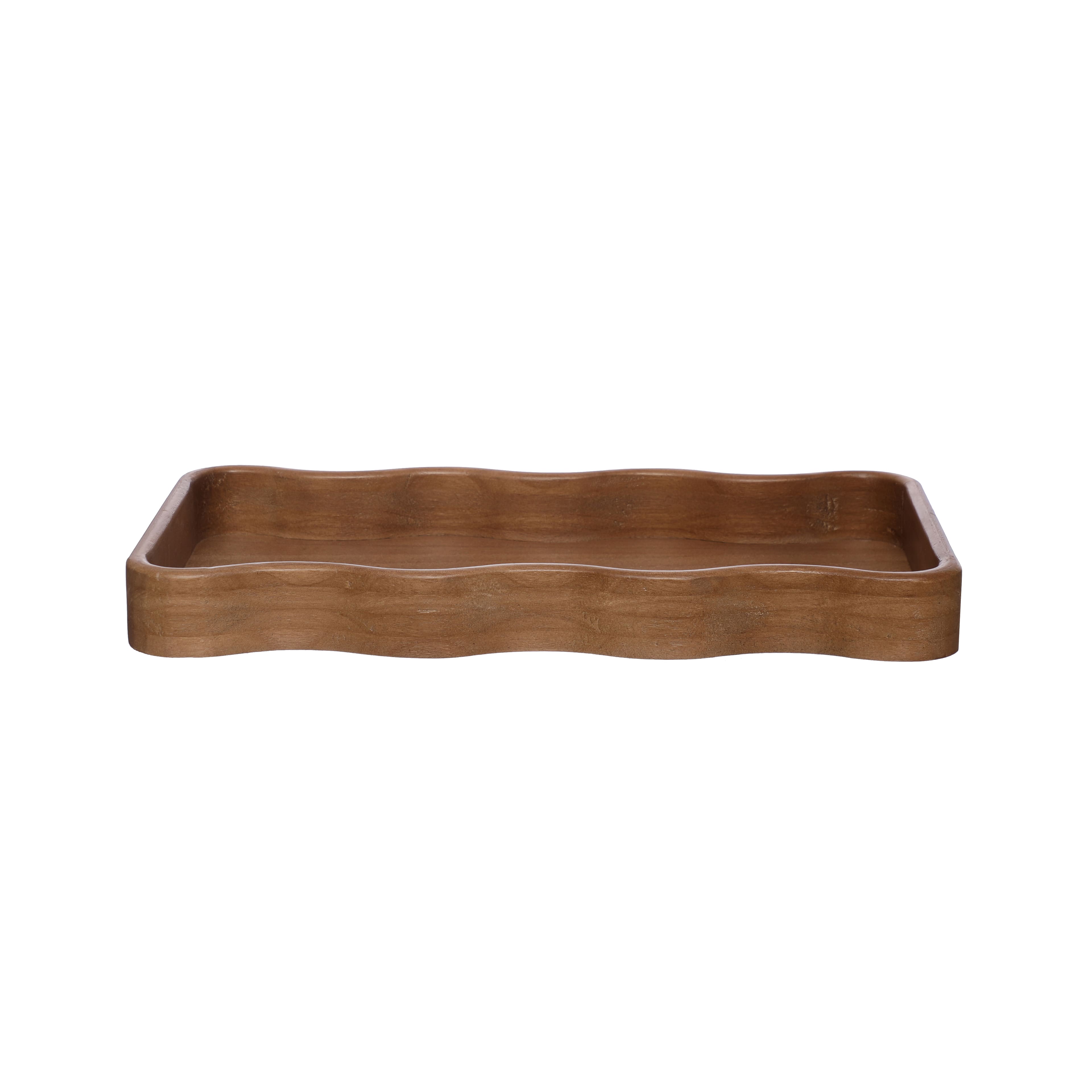 15.75" Brown Wave Wood Tray by Ashland®
