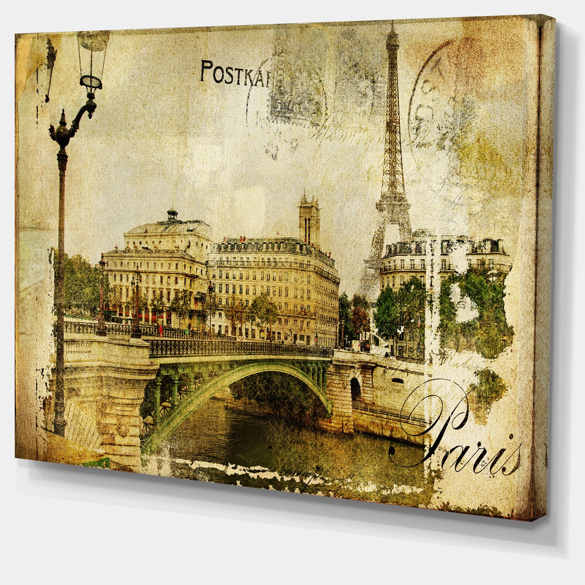 Designart - Vintage Paris - Abstract Cityscape Art