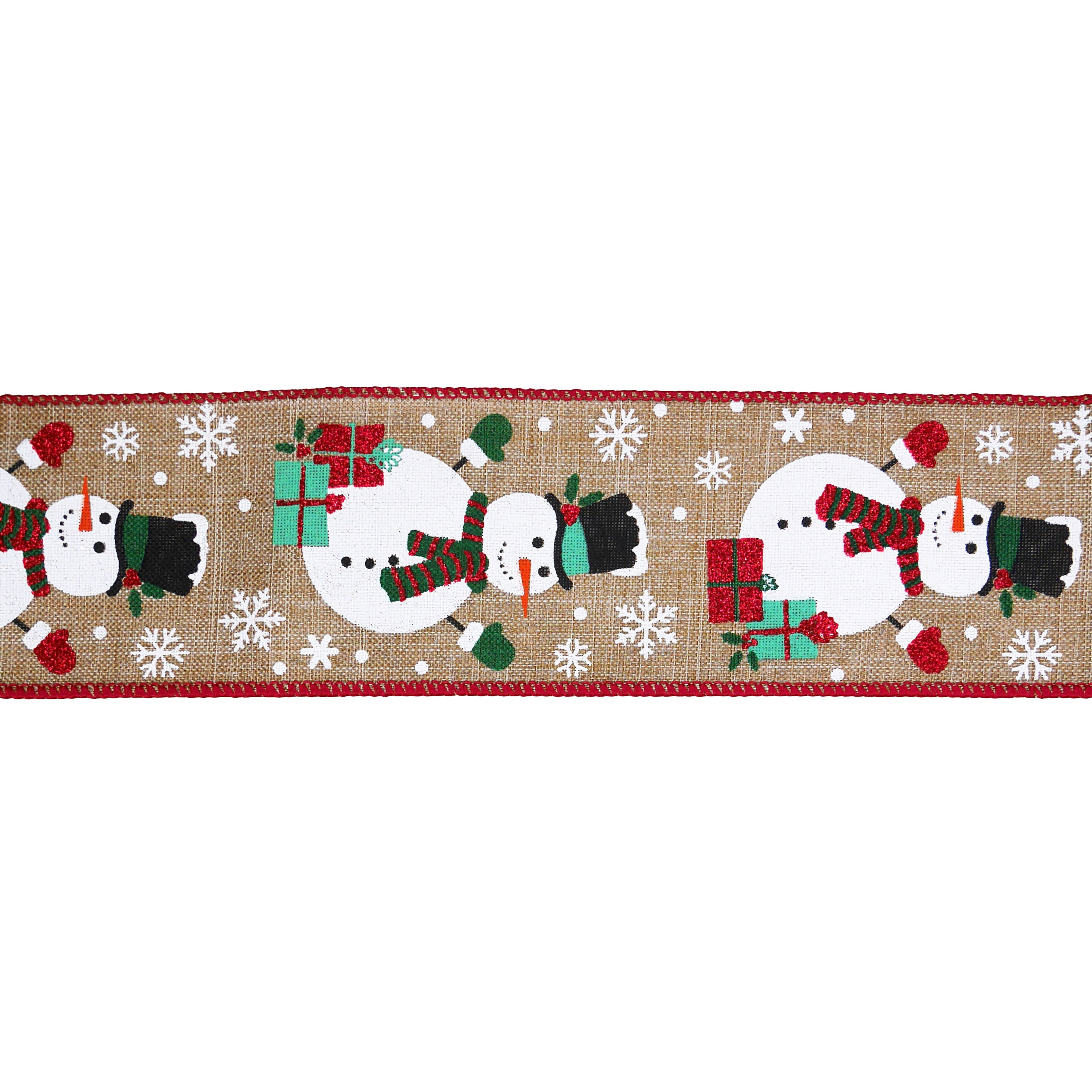 2.5&#x22; x 20ft. Snowman Wired Faux Linen Ribbon by Celebrate It&#xAE;