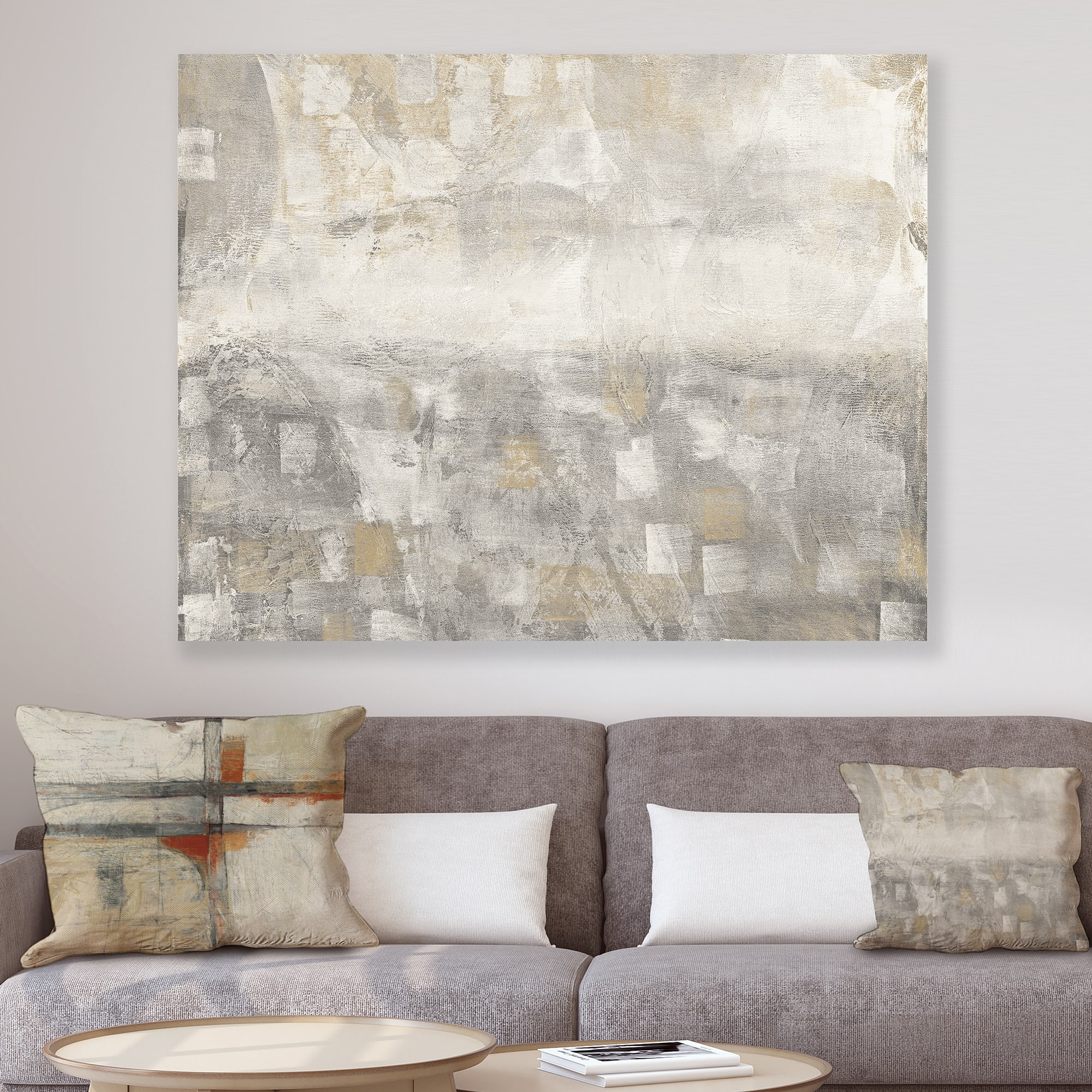Designart - Gray Abstract Watercolor - Contemporary Gallery-wrapped Canvas