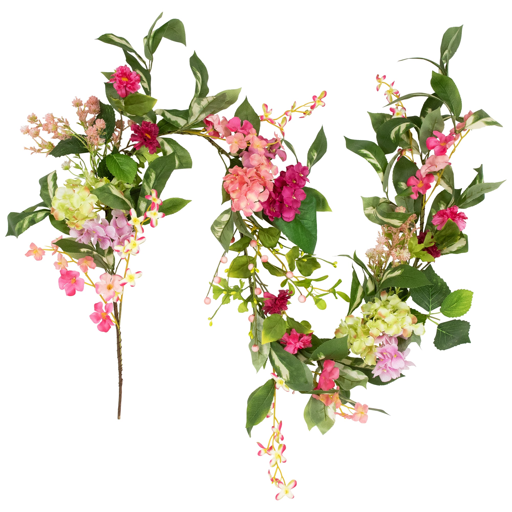 5ft. Pink Leafy Hydrangea Artificial Floral Spring Garland
