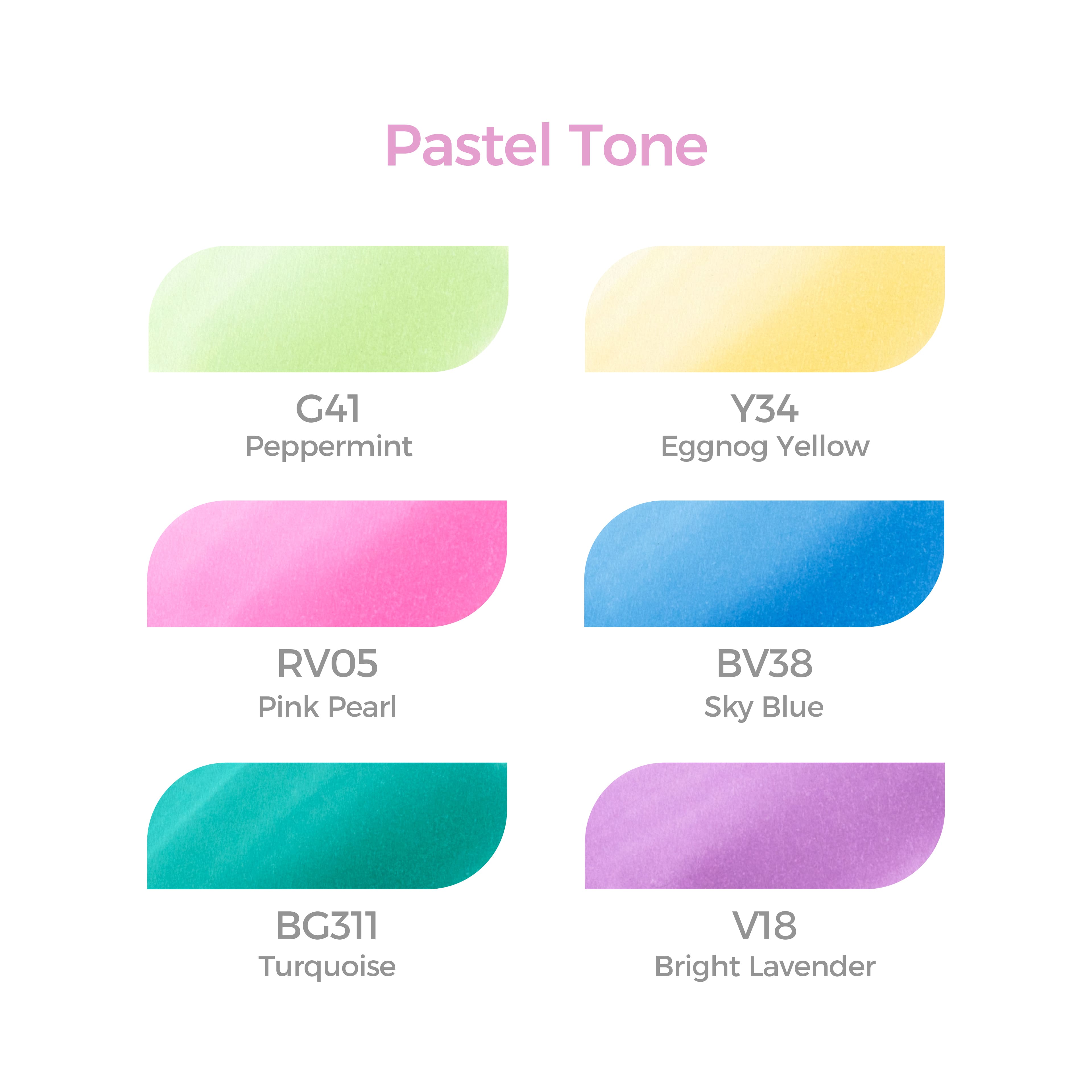 Ensemble de 6 marqueurs à alcool pastel Oahu d’Ohuhu