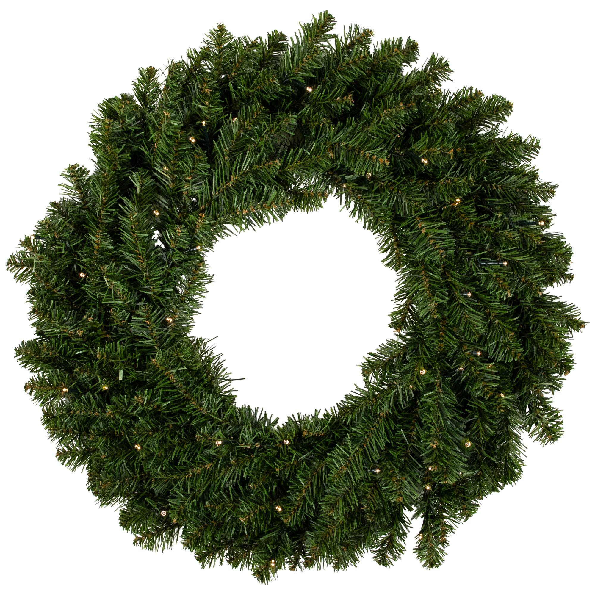 24&#x22; Pre-Lit Canadian Pine Artificial Christmas Wreath