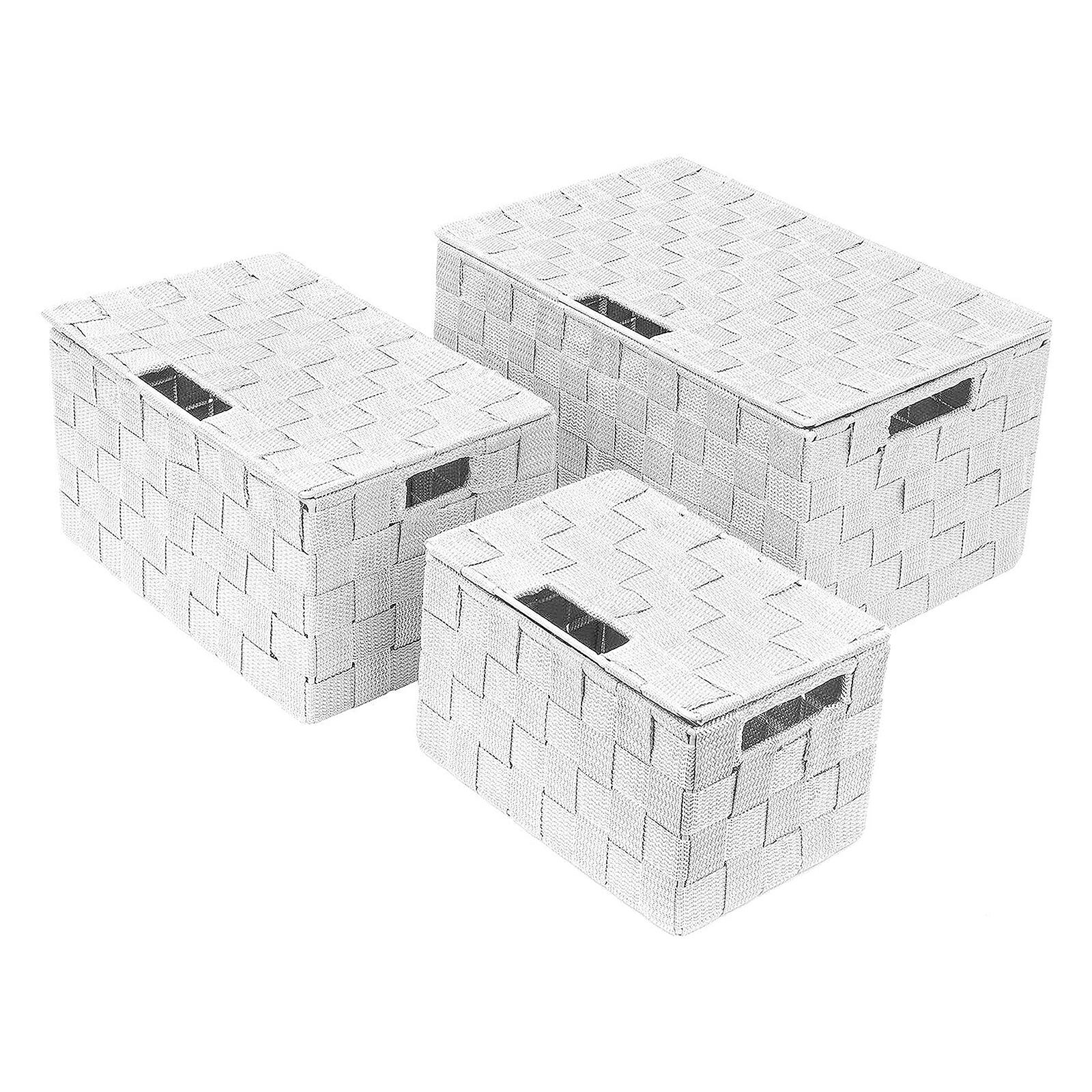 Sorbus 3-Piece Woven Basket with Lid Set