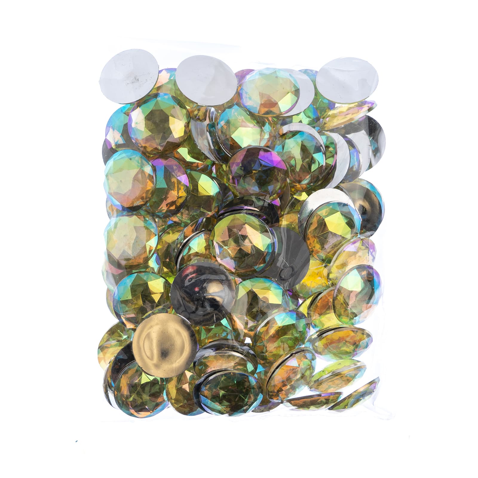 John Bead 25mm AB Acrylic Round Flat Back Rhinestones, 100ct.