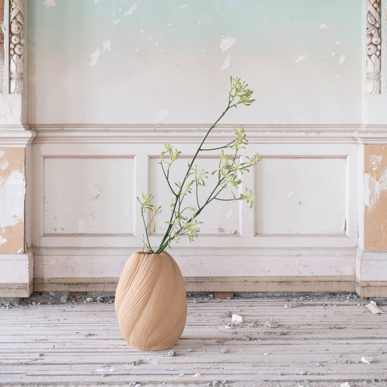 Hello Honey® 13" Putty Sand Stoneware Sculptural Vase