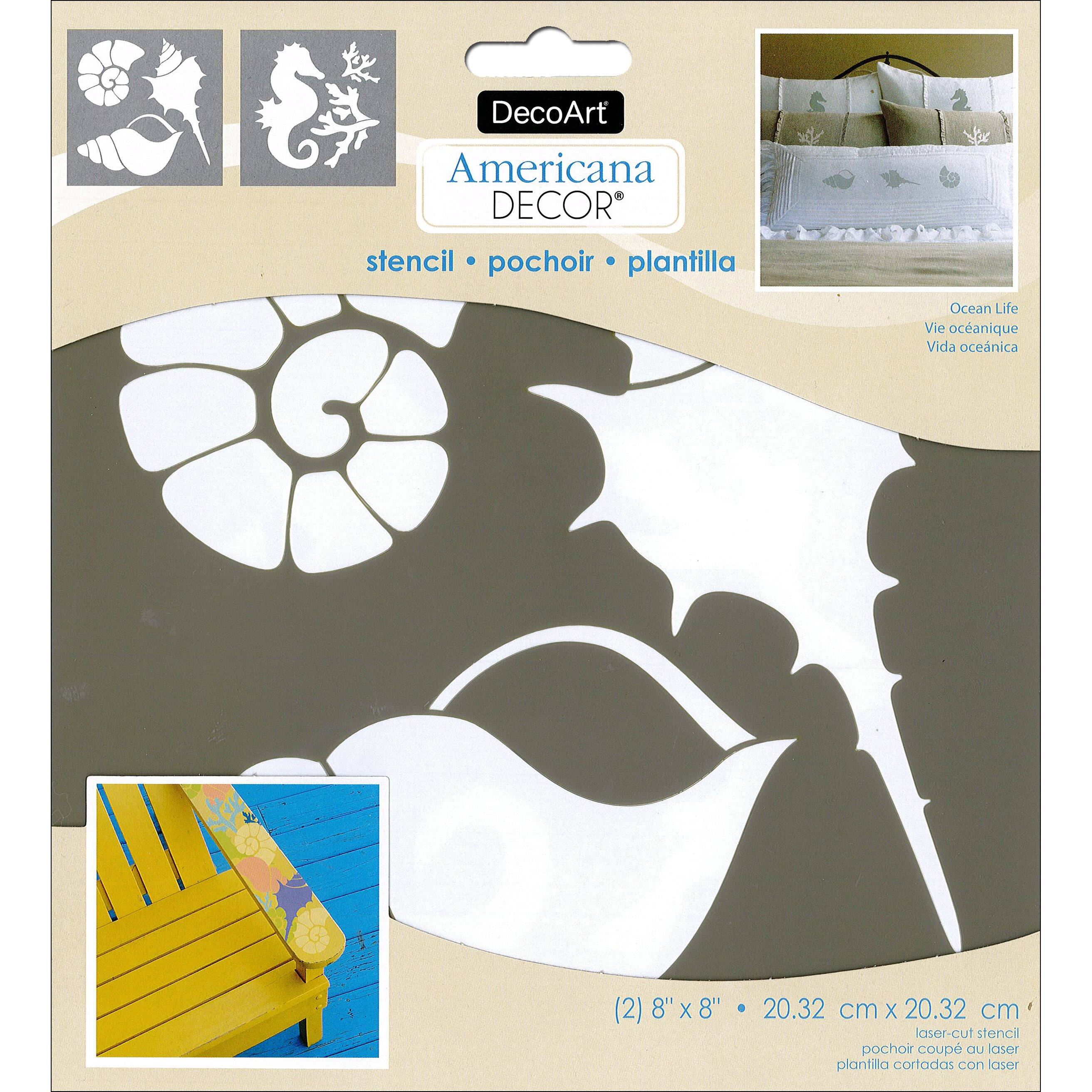 DecoArt Americana Decor 2ct. Ocean Life Stencils, 8 x 8 By Deco Art