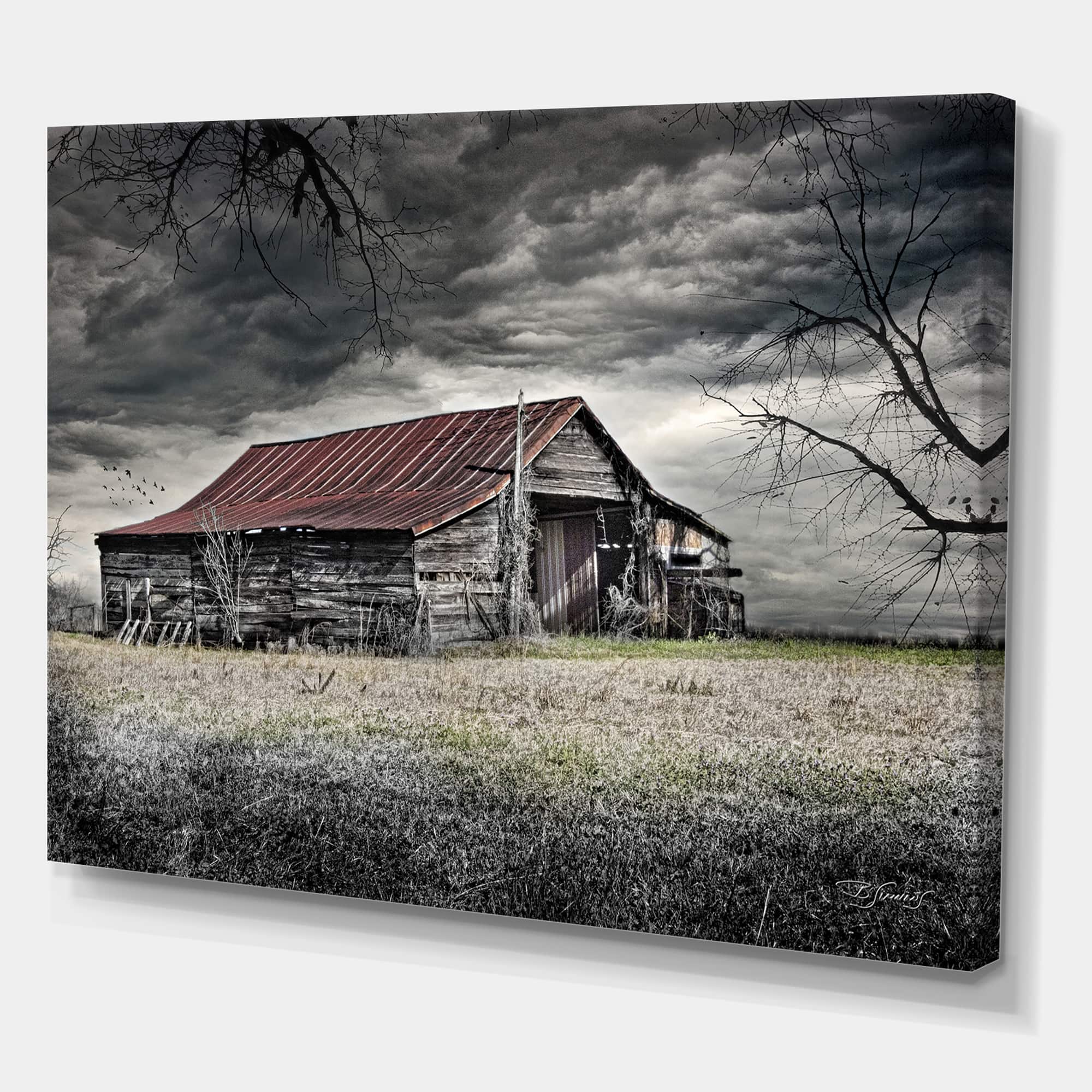Designart - Storm Barn - Farmhouse Canvas Artwork