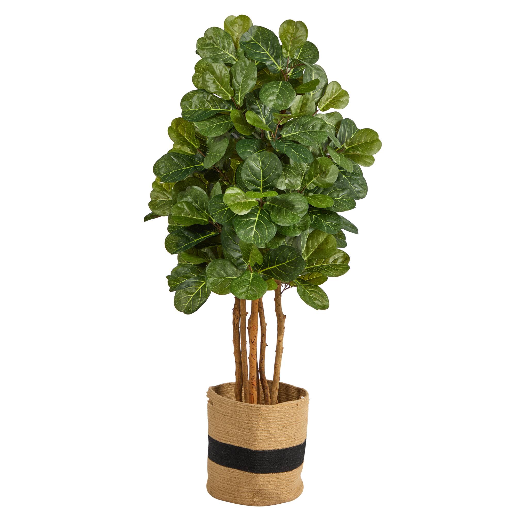 5ft. Fiddle Leaf Fig Artificial Tree in Handmade Natural Cotton Planter