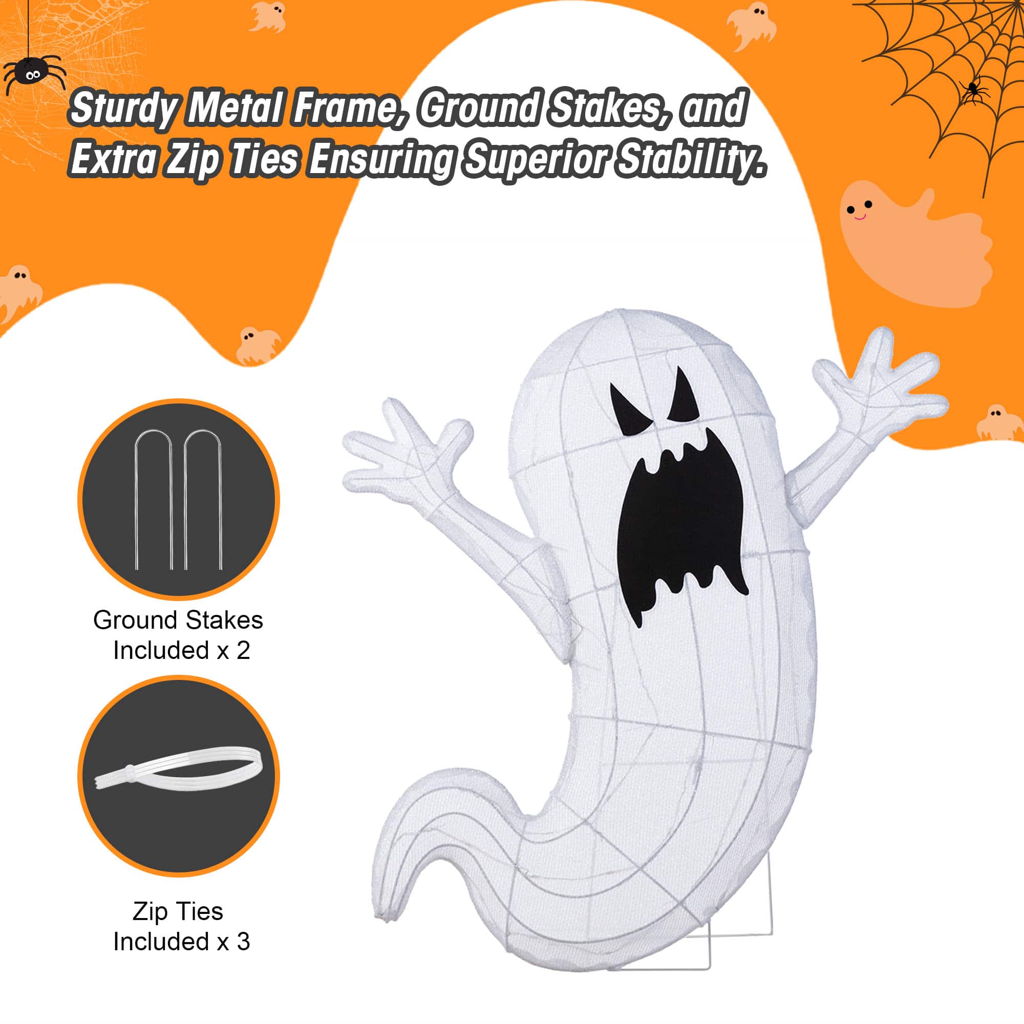 Glitzhome&#xAE; 35.5&#x22;H Lighted Halloween 2.5D Ghosts Outdoor Decor