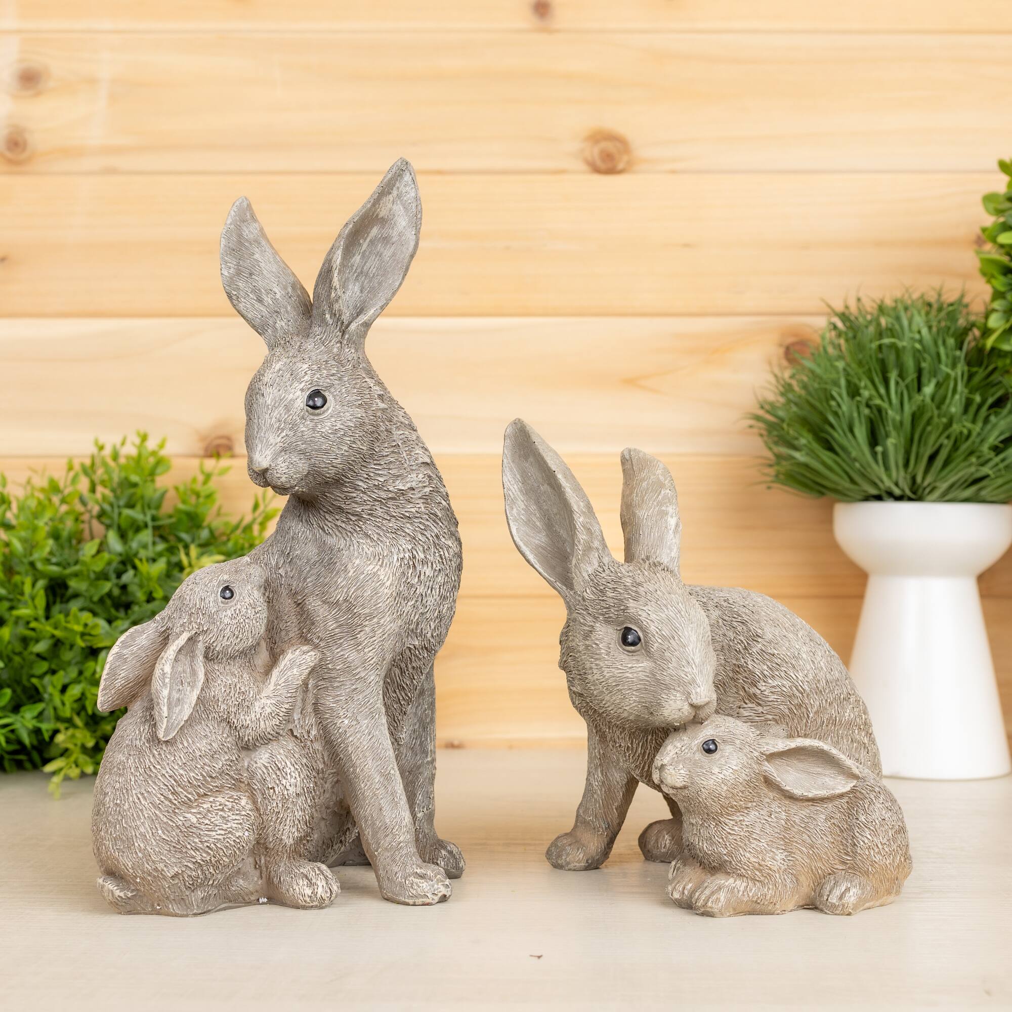 Rabbit With Bunny Figurine Set