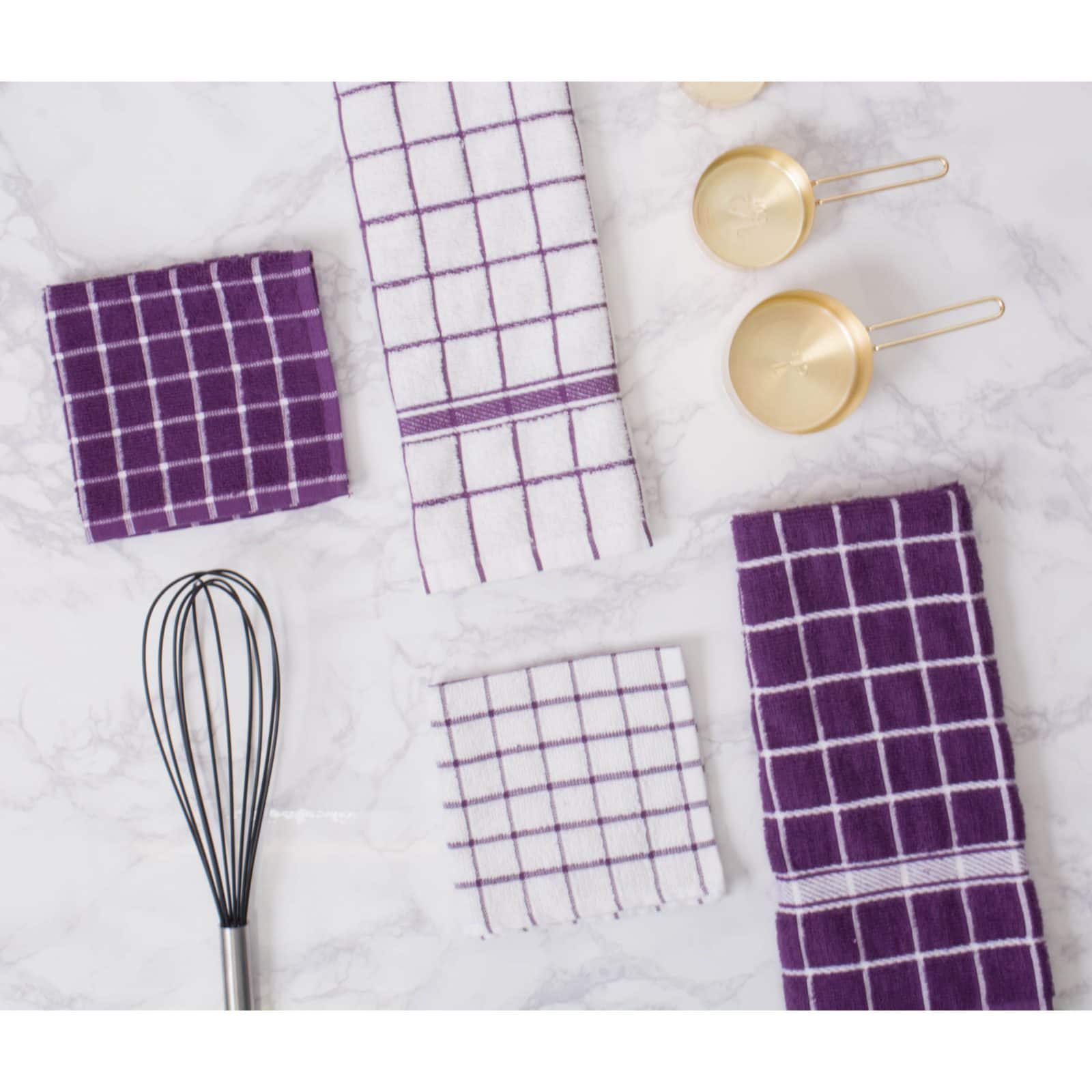 DII® Eggplant Combo Windowpane Dishcloths, 6ct.