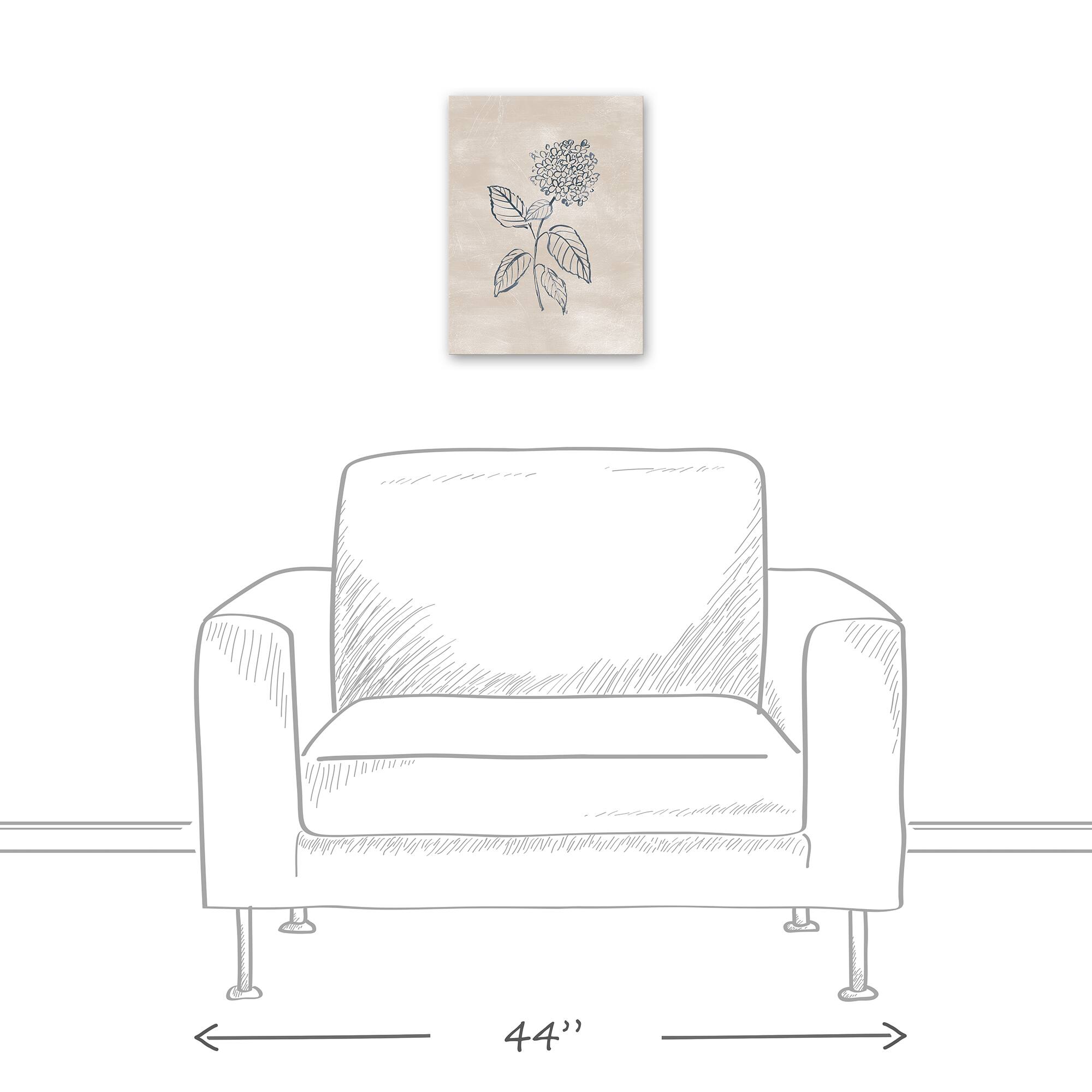 Blye Hydrangea Drawing 12&#x22; x 16&#x22; Canvas Wall Art