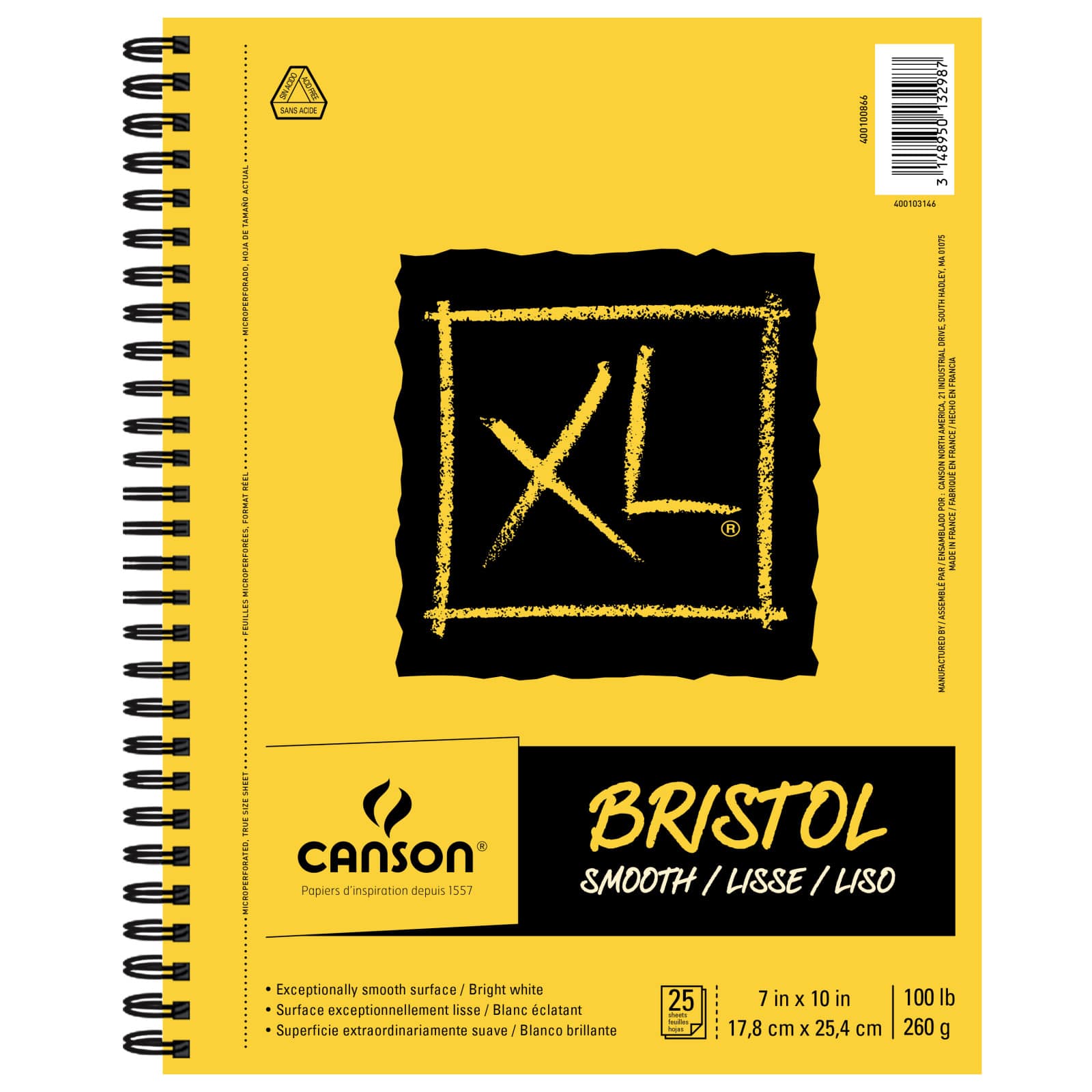 CANSON Graduate Bristol 180gsm A5 Paper, Very Smooth, Pad Glued Short Side,  20 Bright White Sheets, Ideal for Student Artists