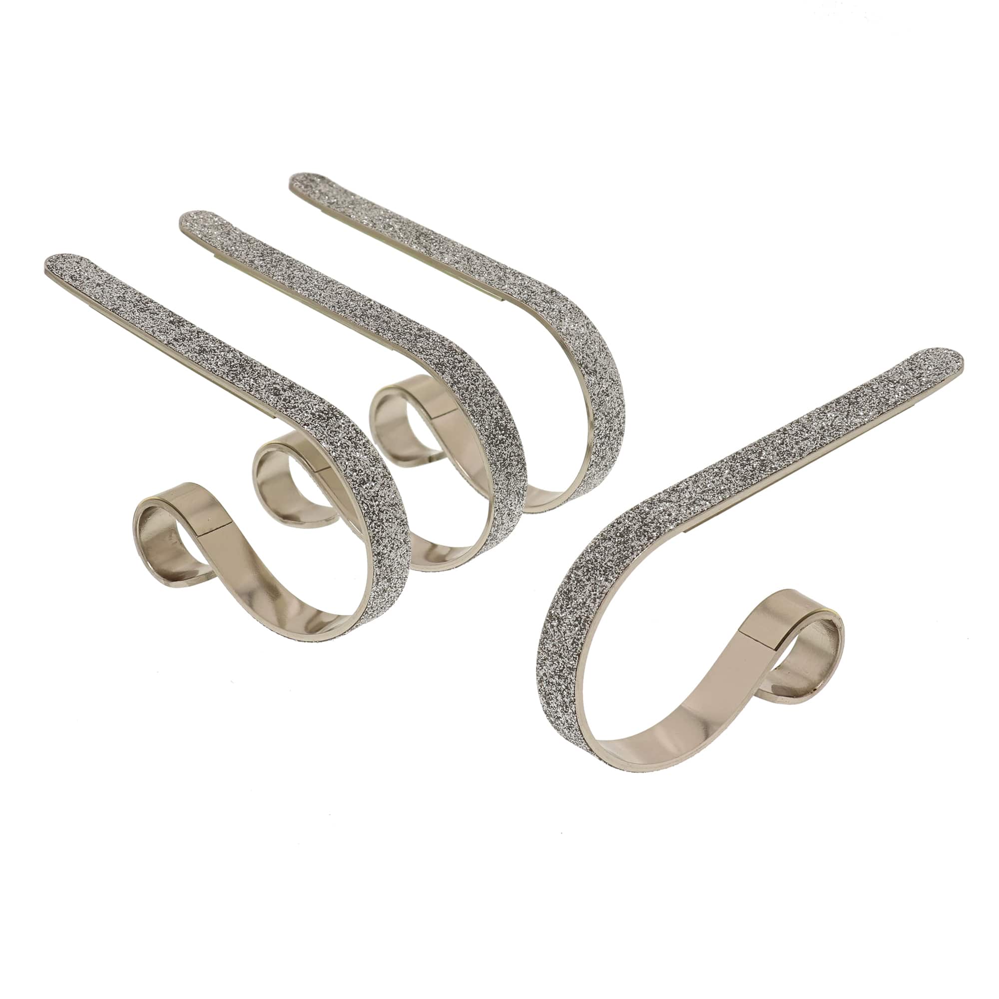 Original MantleClip® Silver Glitter Stocking Holders, 4ct.