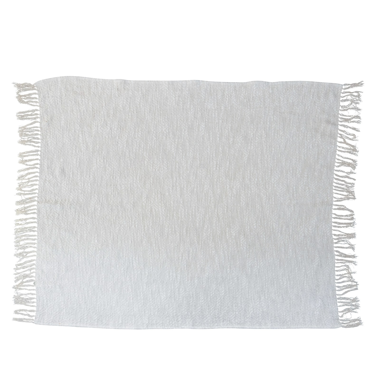 Hello Honey® Cotton Throw Blanket with Silver Metallic Thread and Fringe, Cream