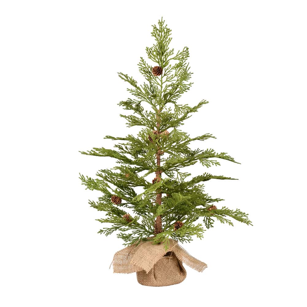 24" Unlit Cedar Pine Artificial Christmas Tree in Burlap Base By Vickerman in Green | Michaels®