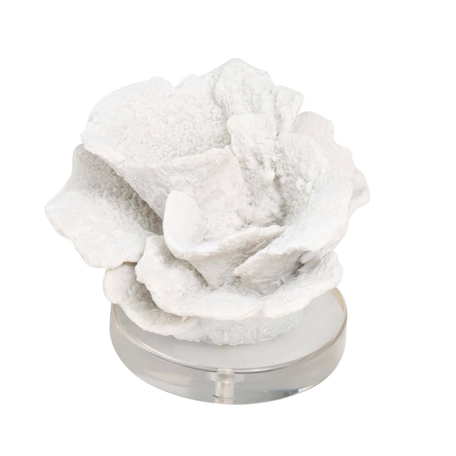 6" White Polystone Small Textured Coral Sculpture with Clear Acrylic Base