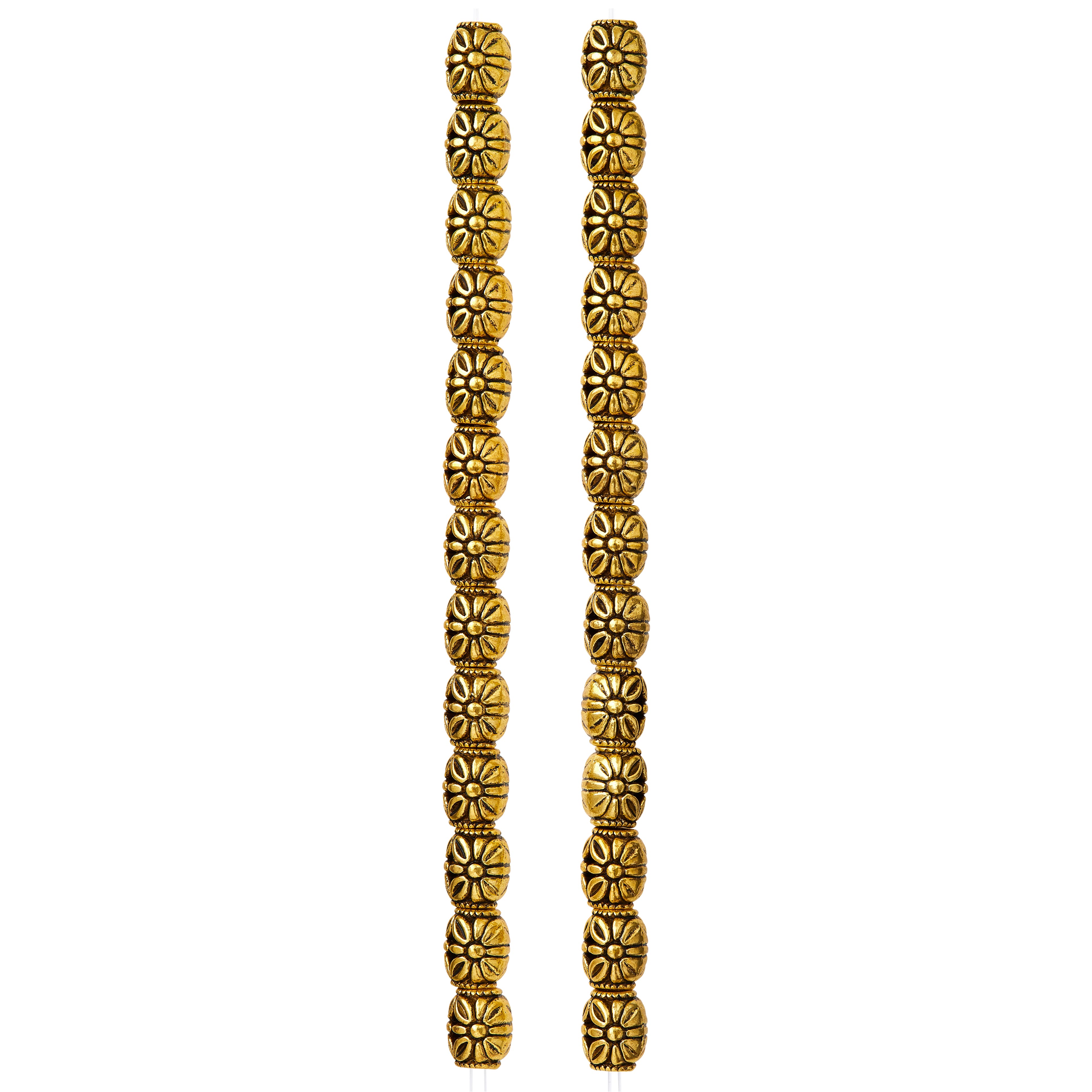 Gold Carved Flower Tube Beads, 10mm by Bead Landing™