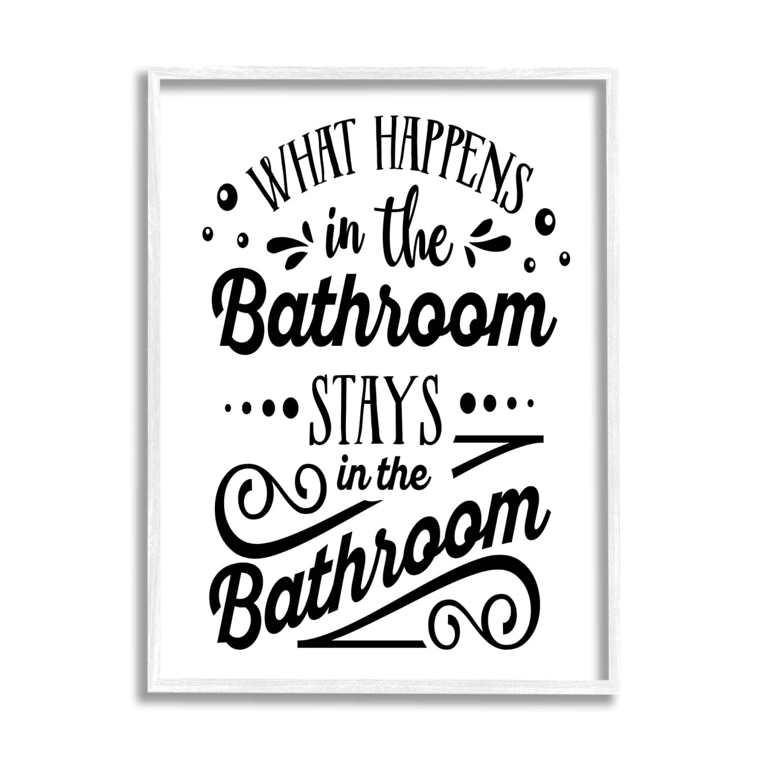 Stupell Industries What Happens In Bathroom Silly Decorated Typography Framed Giclee Art
