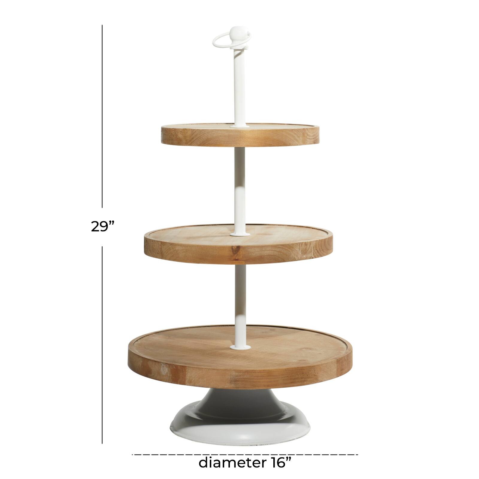 Brown Wood Farmhouse Tiered Server, 16&#x22; x 29&#x22;