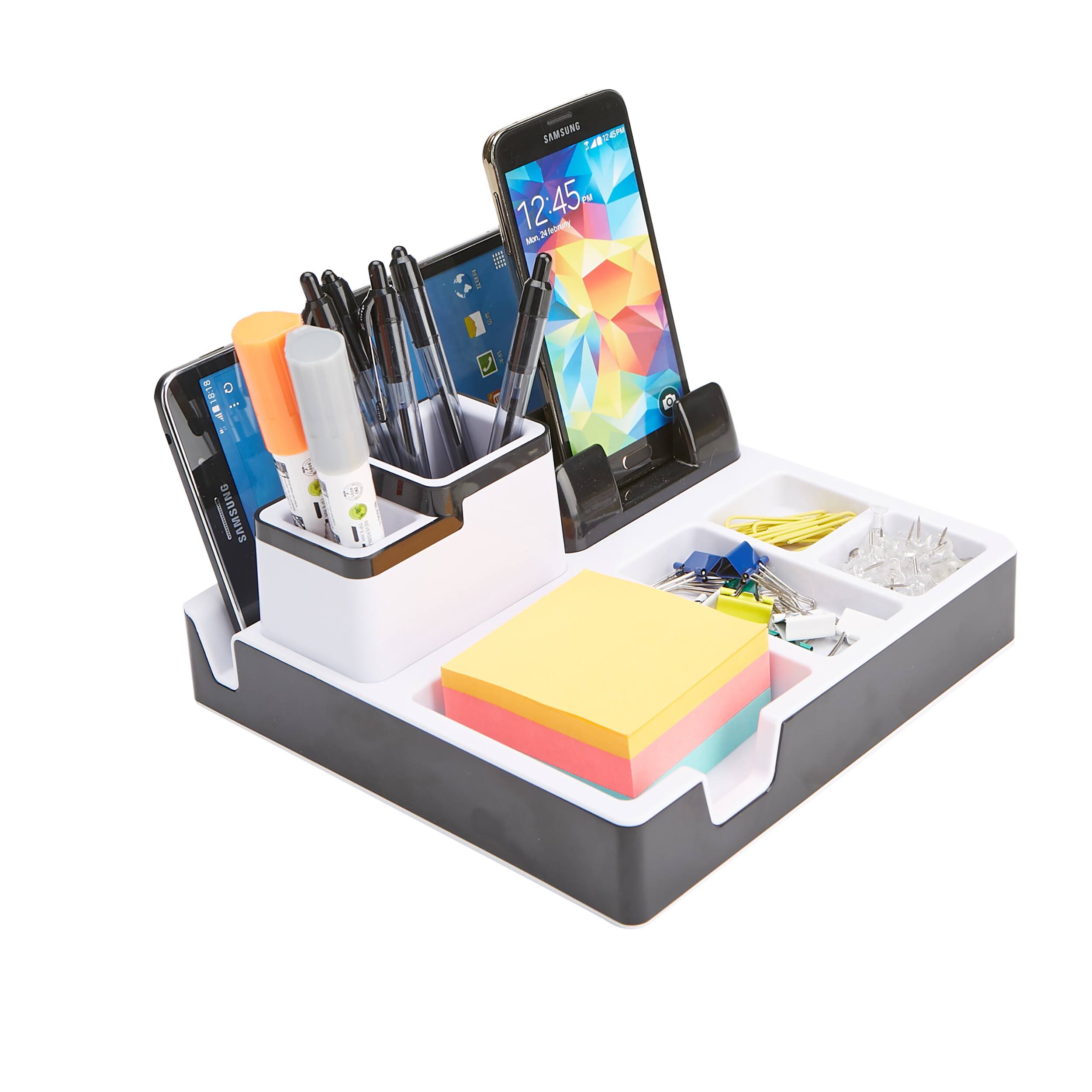 Mind Reader Black USB Port Charging Desk Organizer