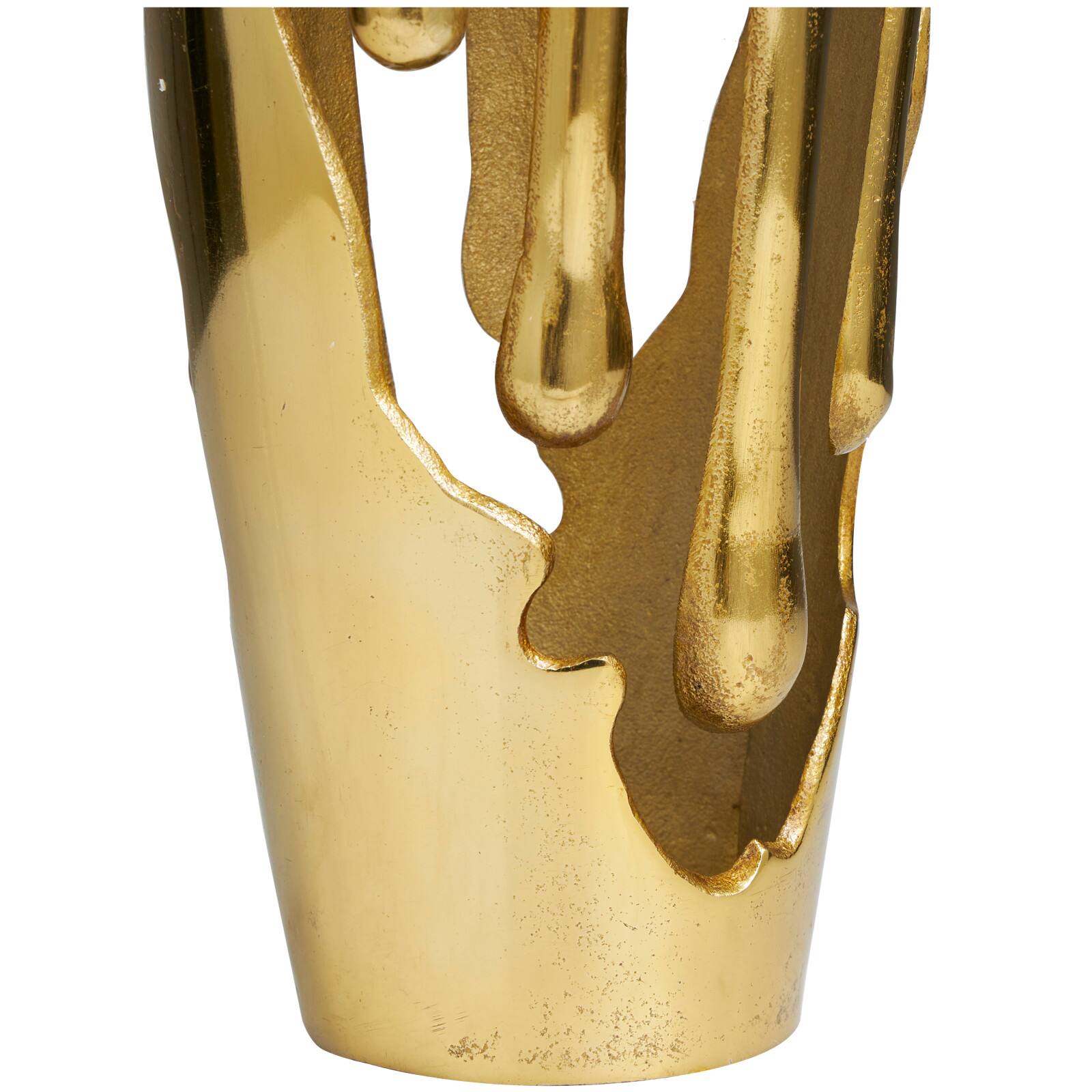 15" Gold Aluminum Melting Drip Vase