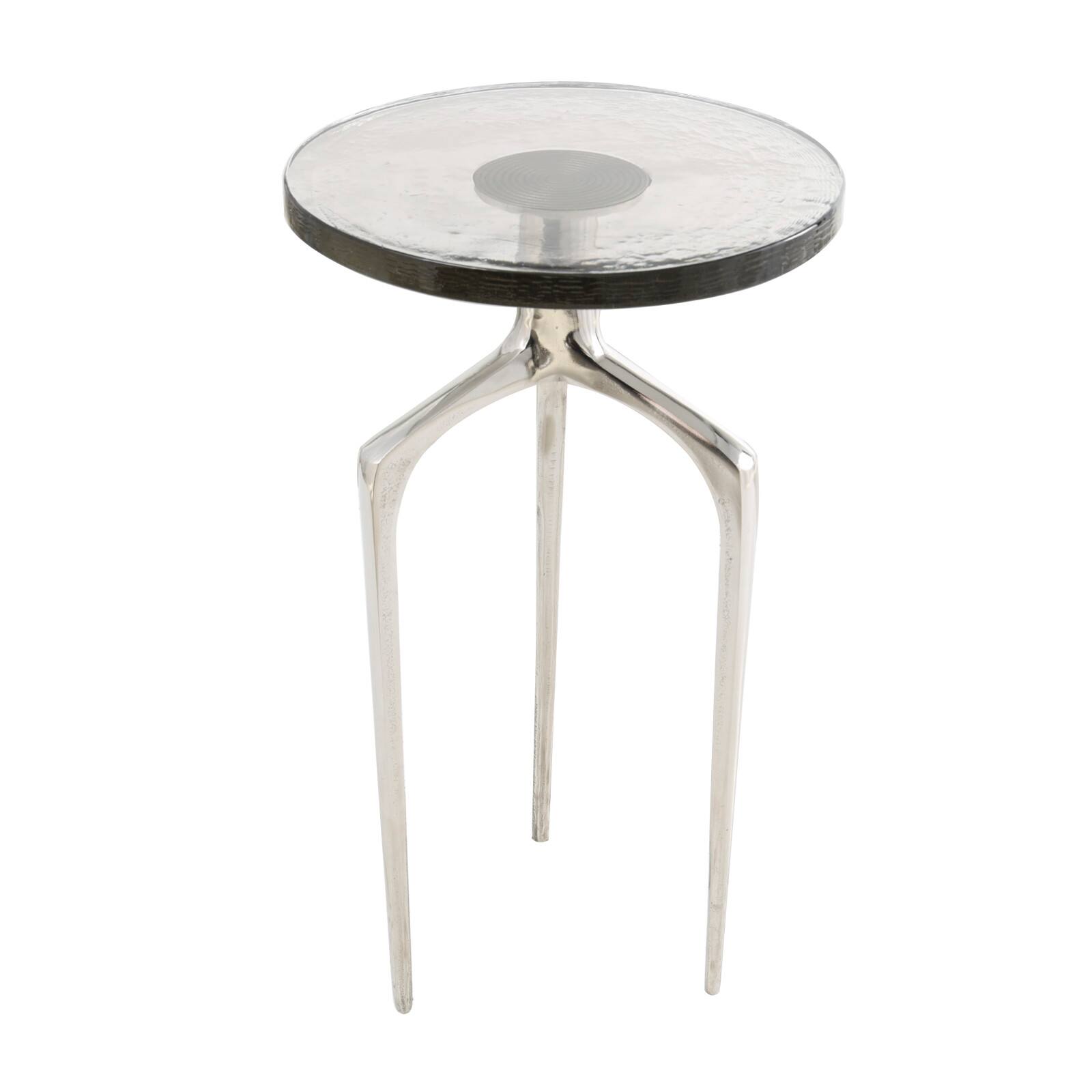 22&#x22; Accent Table with Textured Glass Tabletop