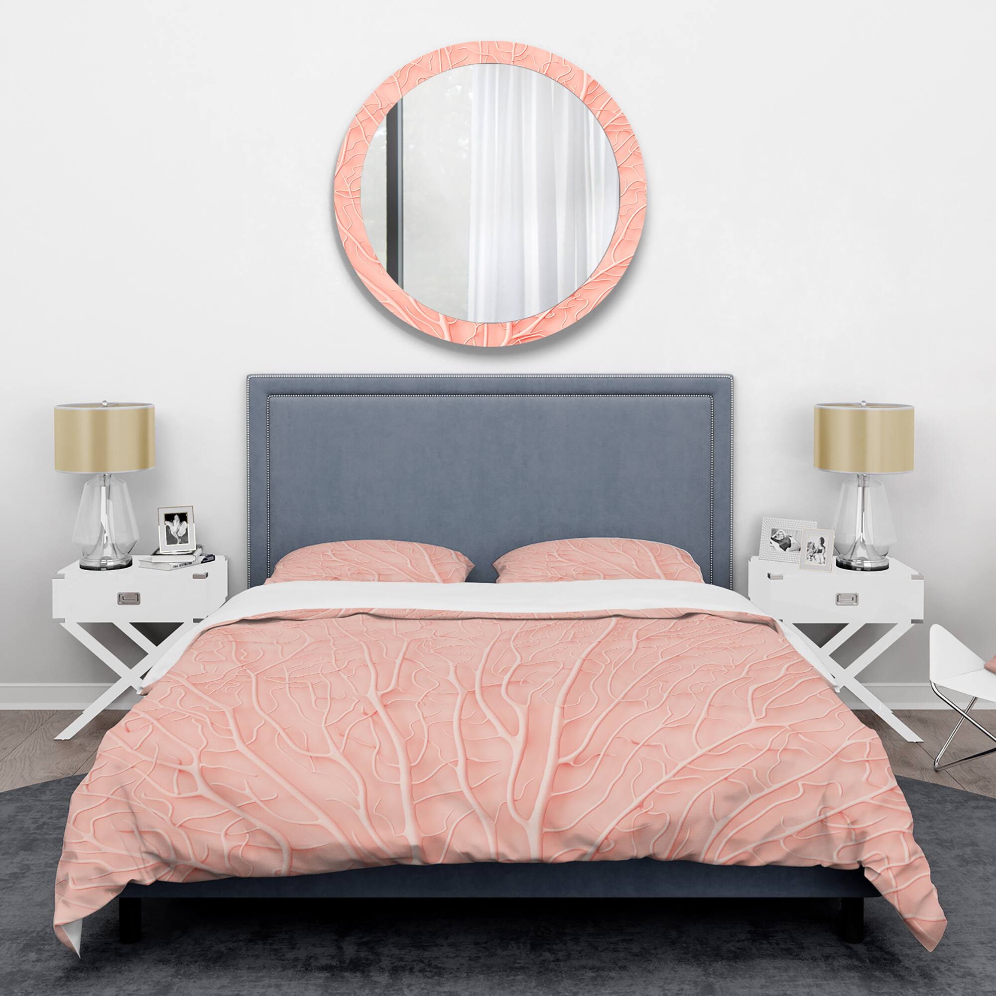 Designart &#x27;Living Coral Pink&#x27; Mid-Century Duvet Cover Set