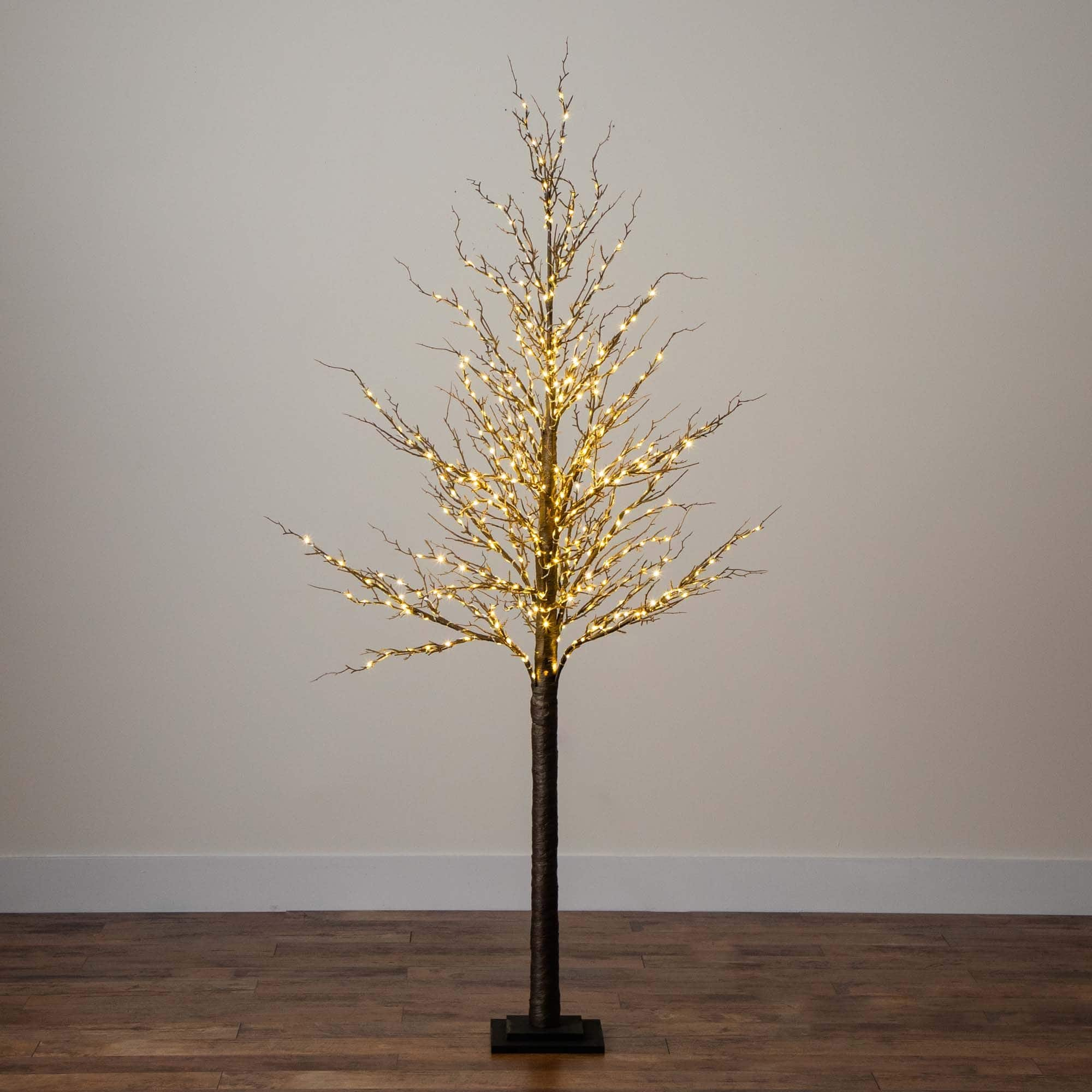 6ft. Pre-Lit Artificial Christmas Twig Tree, Warm White LED Lights