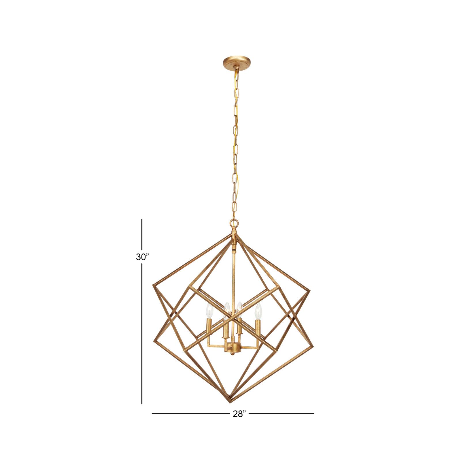 30&#x22; Gold Iron Modern Caged Chandelier