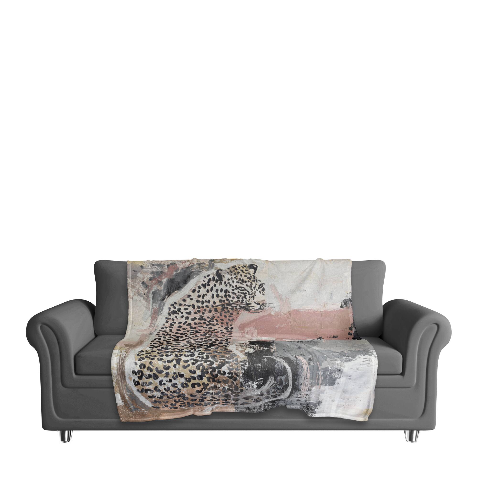 Jungle Cat Abstract 50" x 60" Coral Fleece Blanket