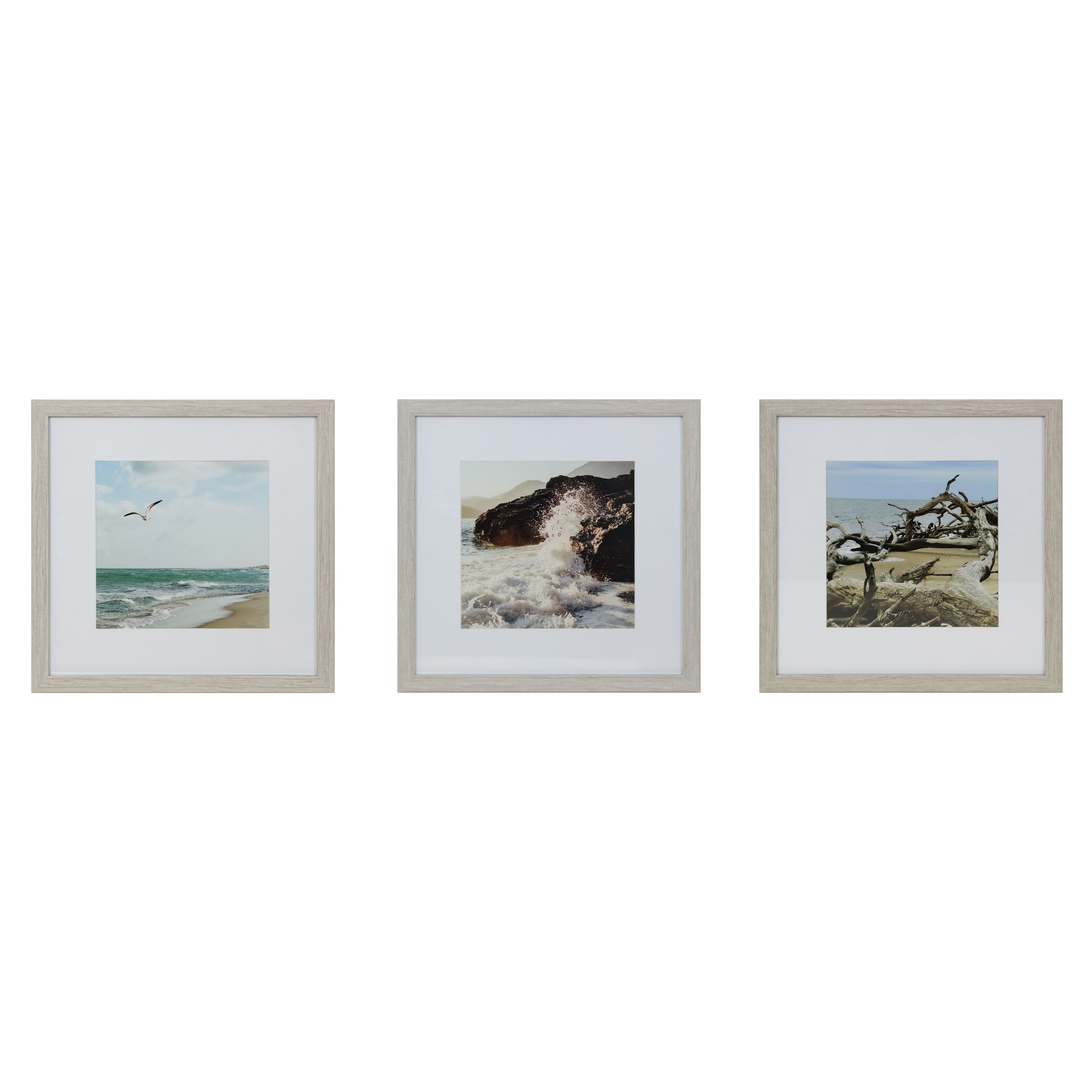3 Pack Gray 8 x 8 Frame Set with Mat, Gallery™ by Studio Décor