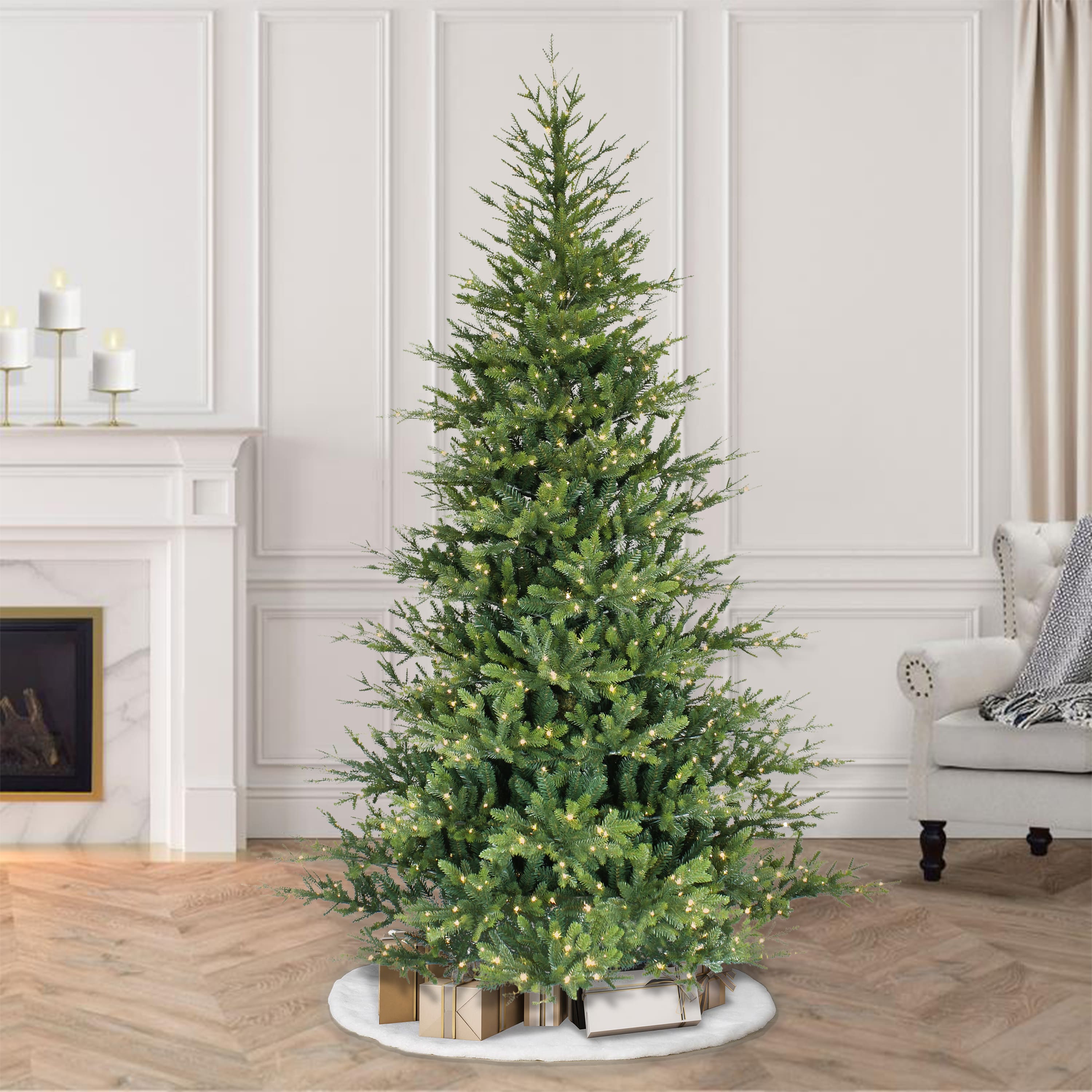 7.5ft. Pre-Lit Alberta Spruce Artificial Christmas Tree, Warm White LED Lights