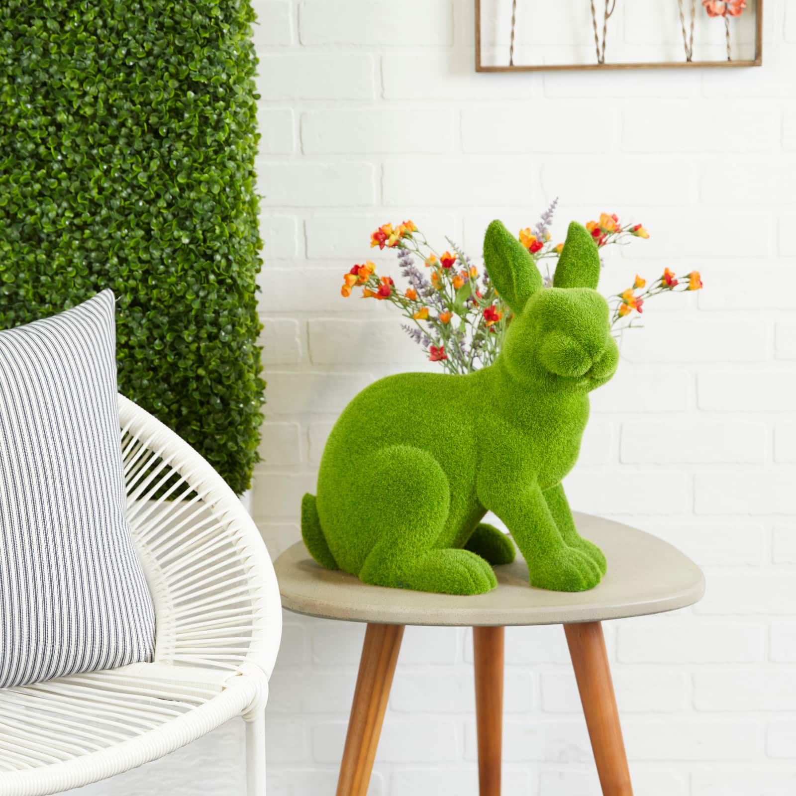 Green Country cottage Rabbit Garden Sculpture, 8&#x22; x 15&#x22; x 16&#x22;