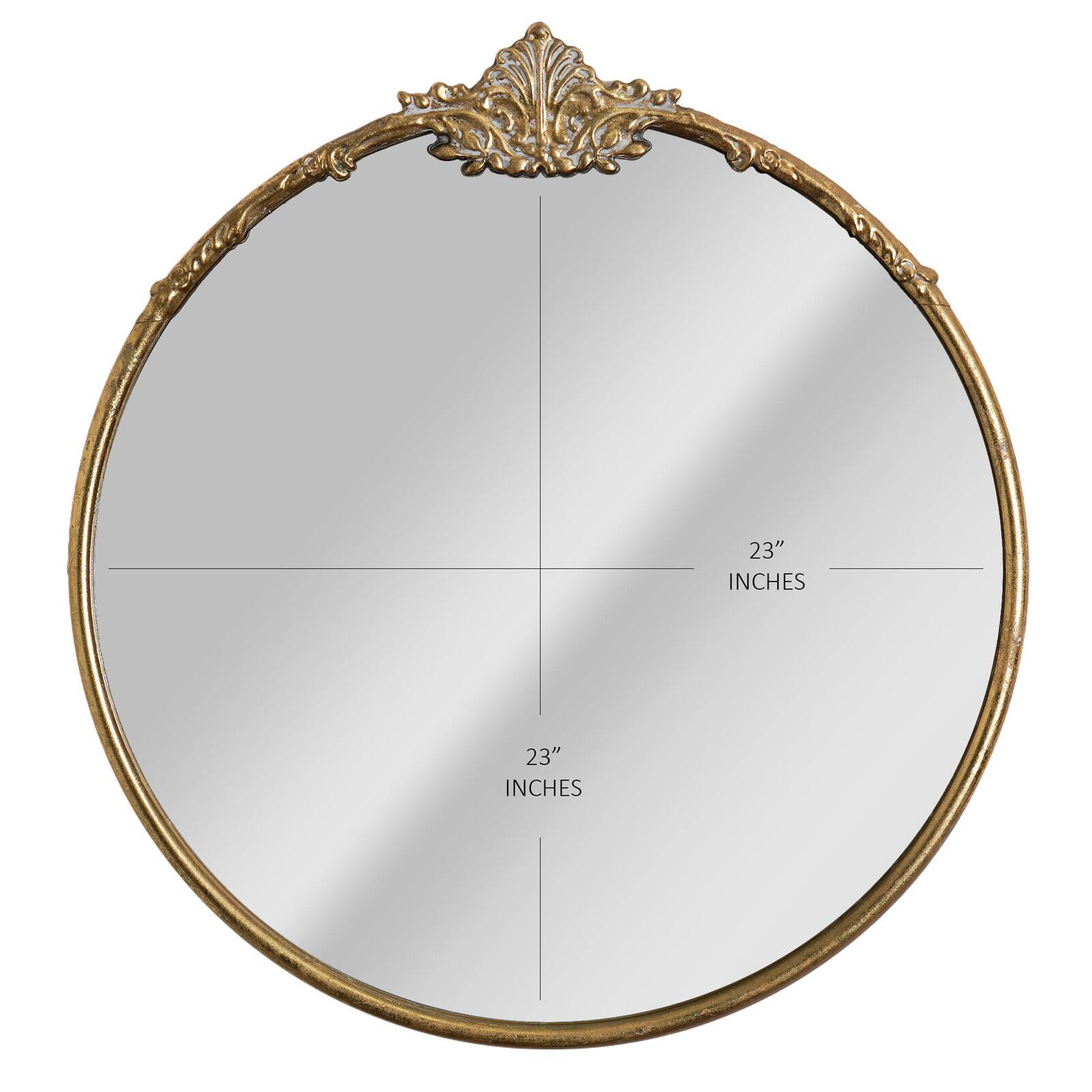 Head West 24&#x22; Vintage Ornate Round Gold Metal Frame Mirror