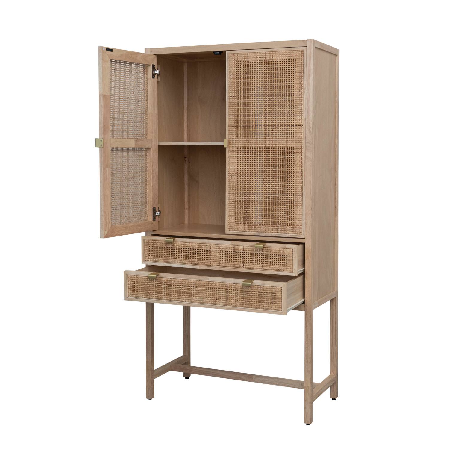Hello Honey® 6ft. Natural Woven Cane & Wood Cabinet