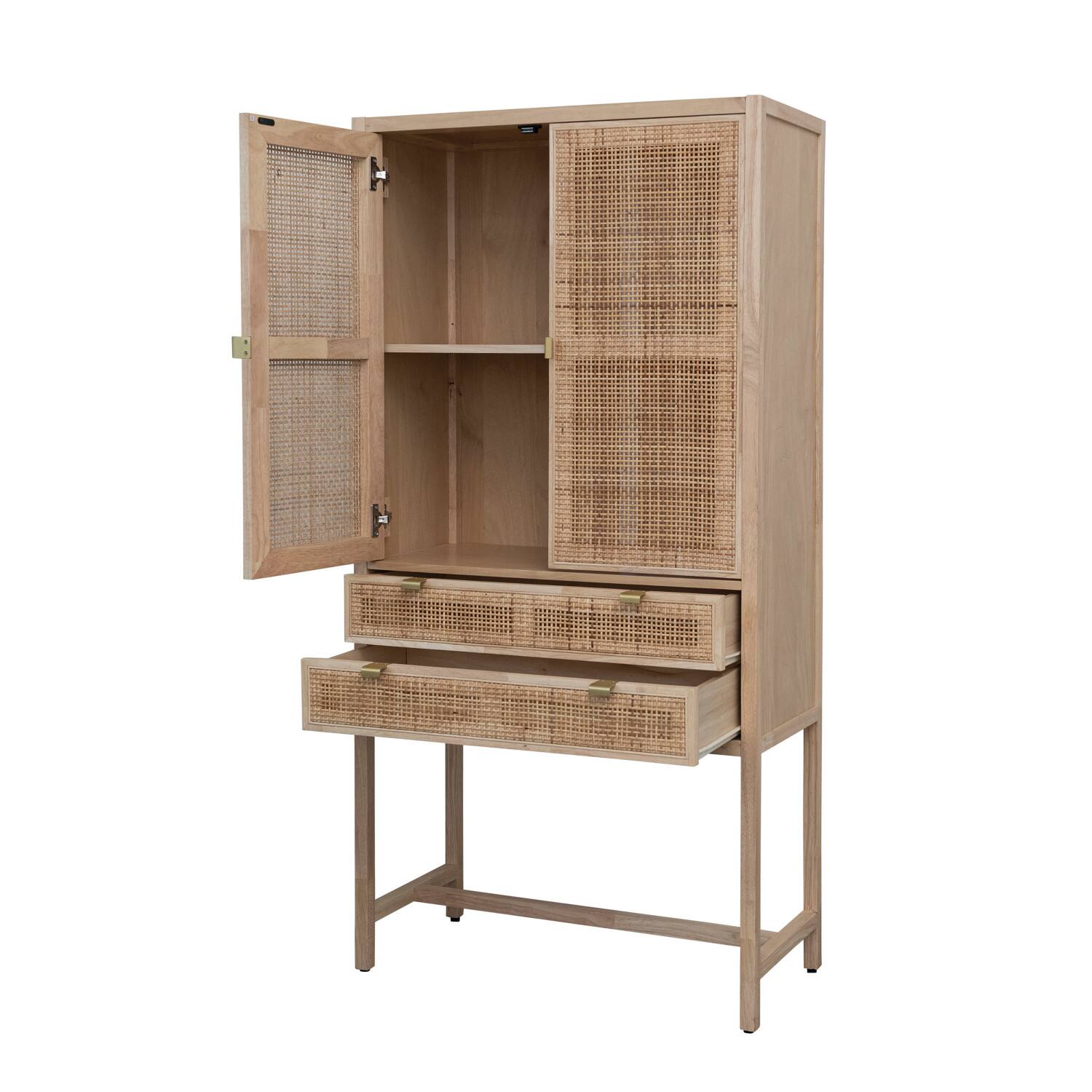 6ft. Natural Woven Cane &#x26; Wood Cabinet