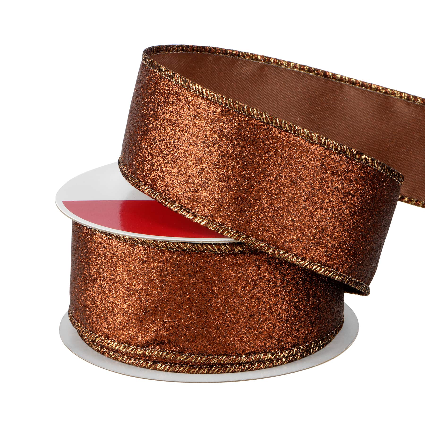 1.5" x 30ft. Brown Wired Glitter Ribbon by Celebrate It®