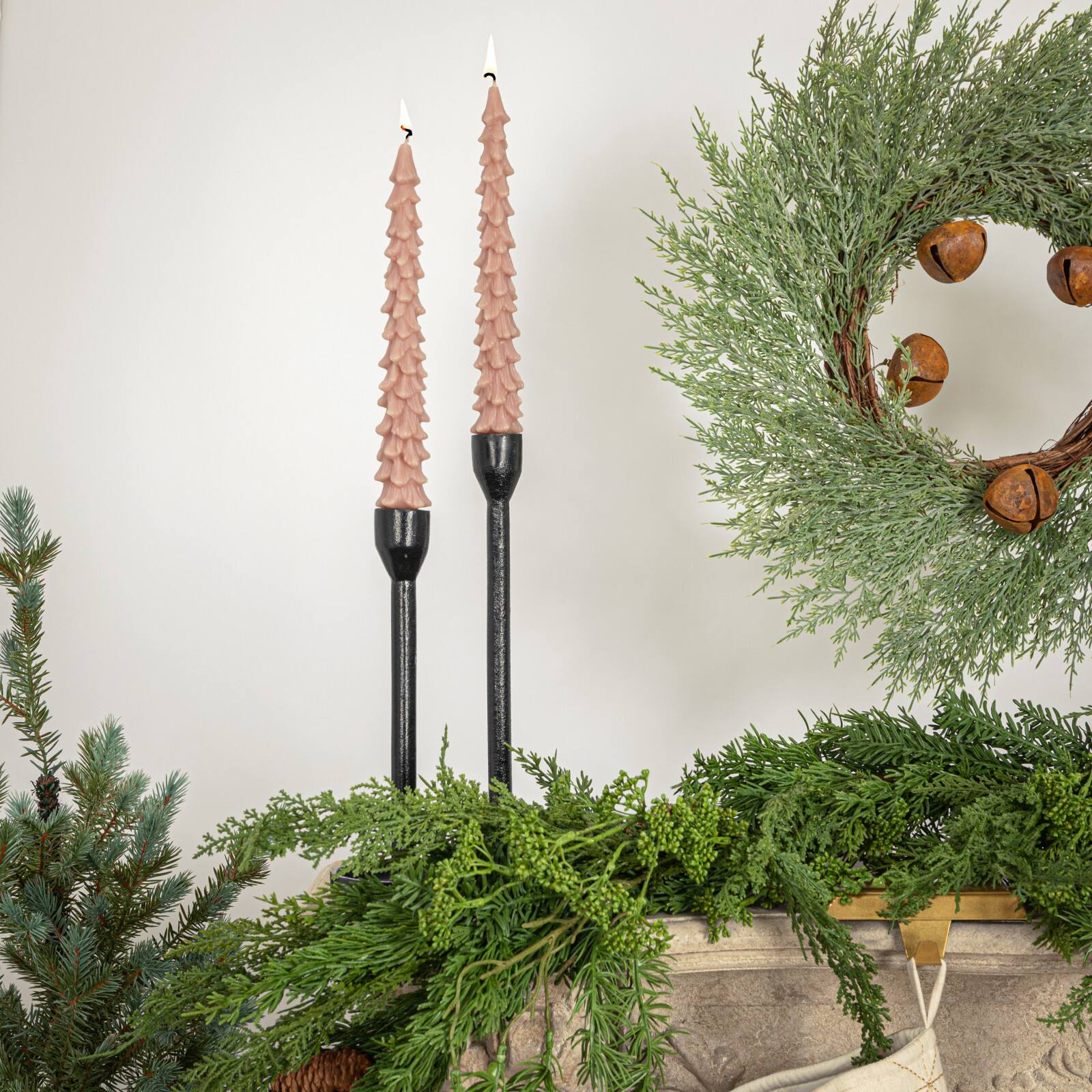 Hello Honey 10" Khaki Unscented Tree Shaped Taper Candles, 2ct.