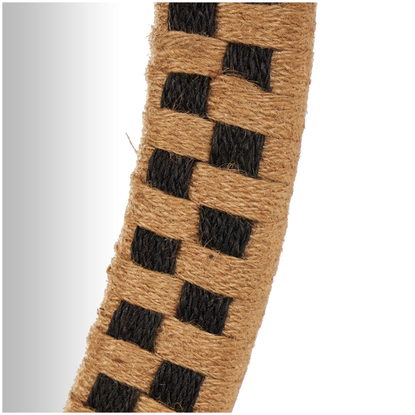 Woven Checkered Rattan Framed Round Wall Mirror