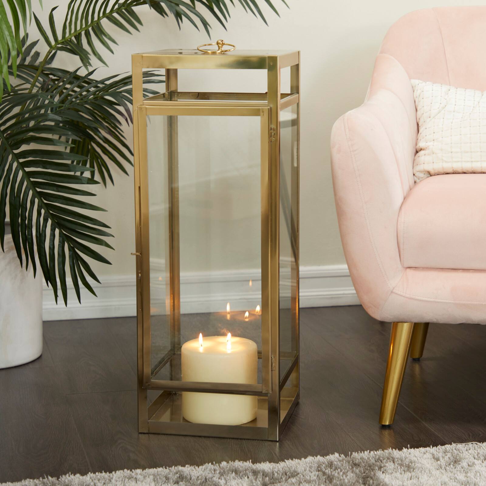 32&#x22; Gold Contemporary Lantern