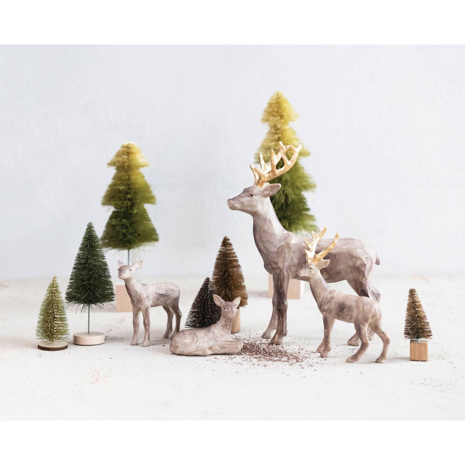 Hello Honey® 10.5" Brown Decorative Standing Deer with Gold Accents